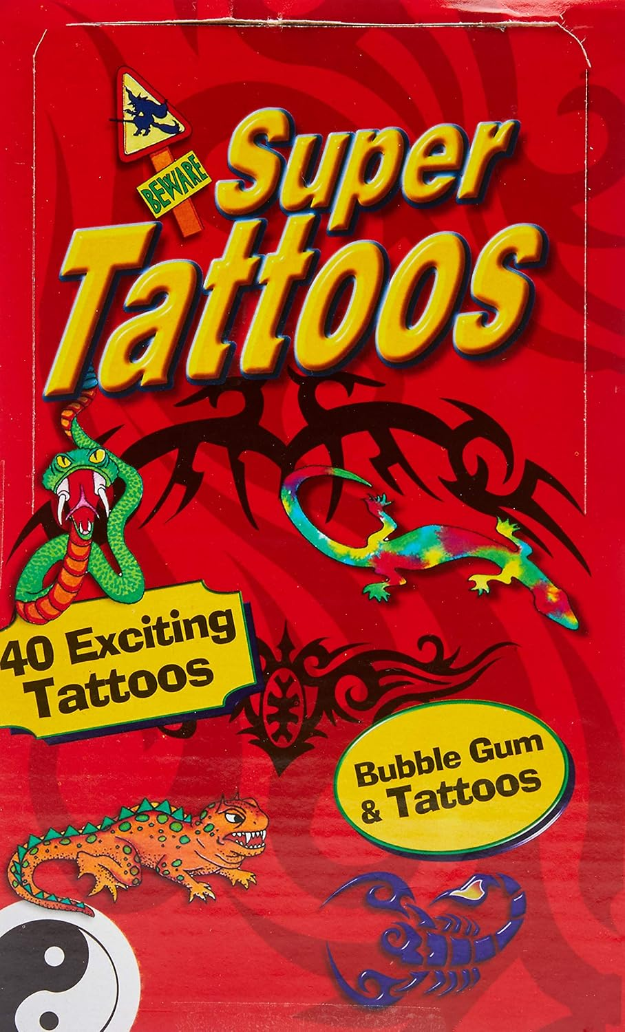 Super Tattoos Bubble Gum and Tattoos, 200 Pieces