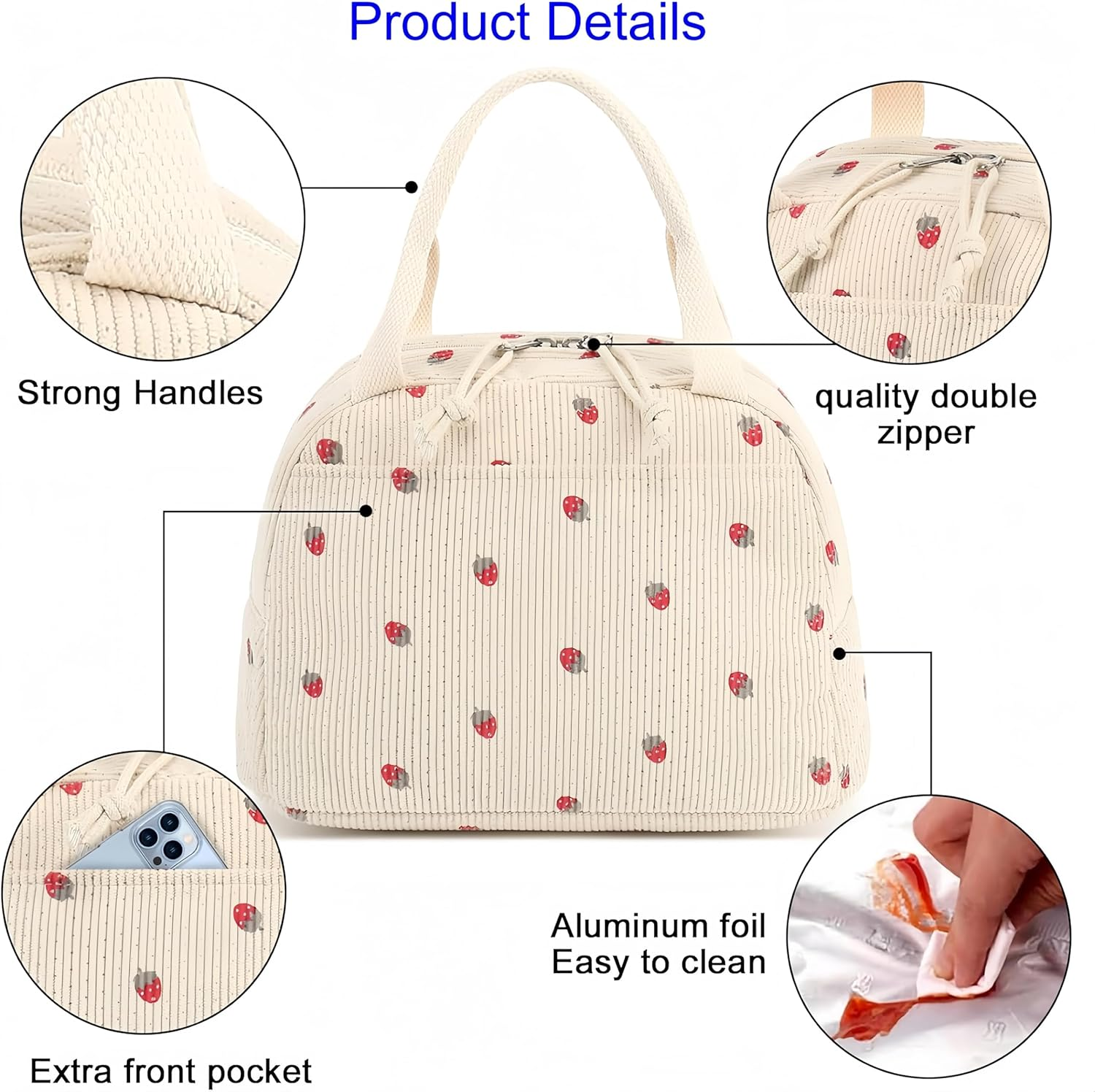 Lunch Bag for Women Cute Insulated Lunch Box Small Cooler Bag Adult Work Lunch Bag image number 4