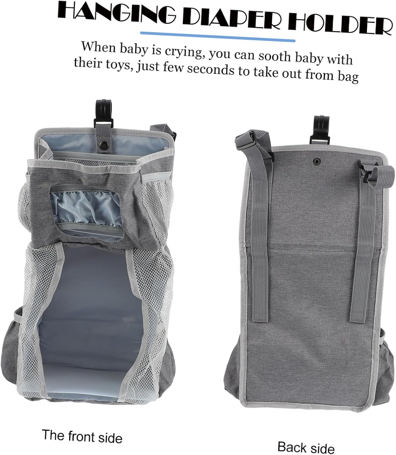 Hanging Diaper Bag Pouch Crib Diaper Organizer Nappy Holder for Nursery