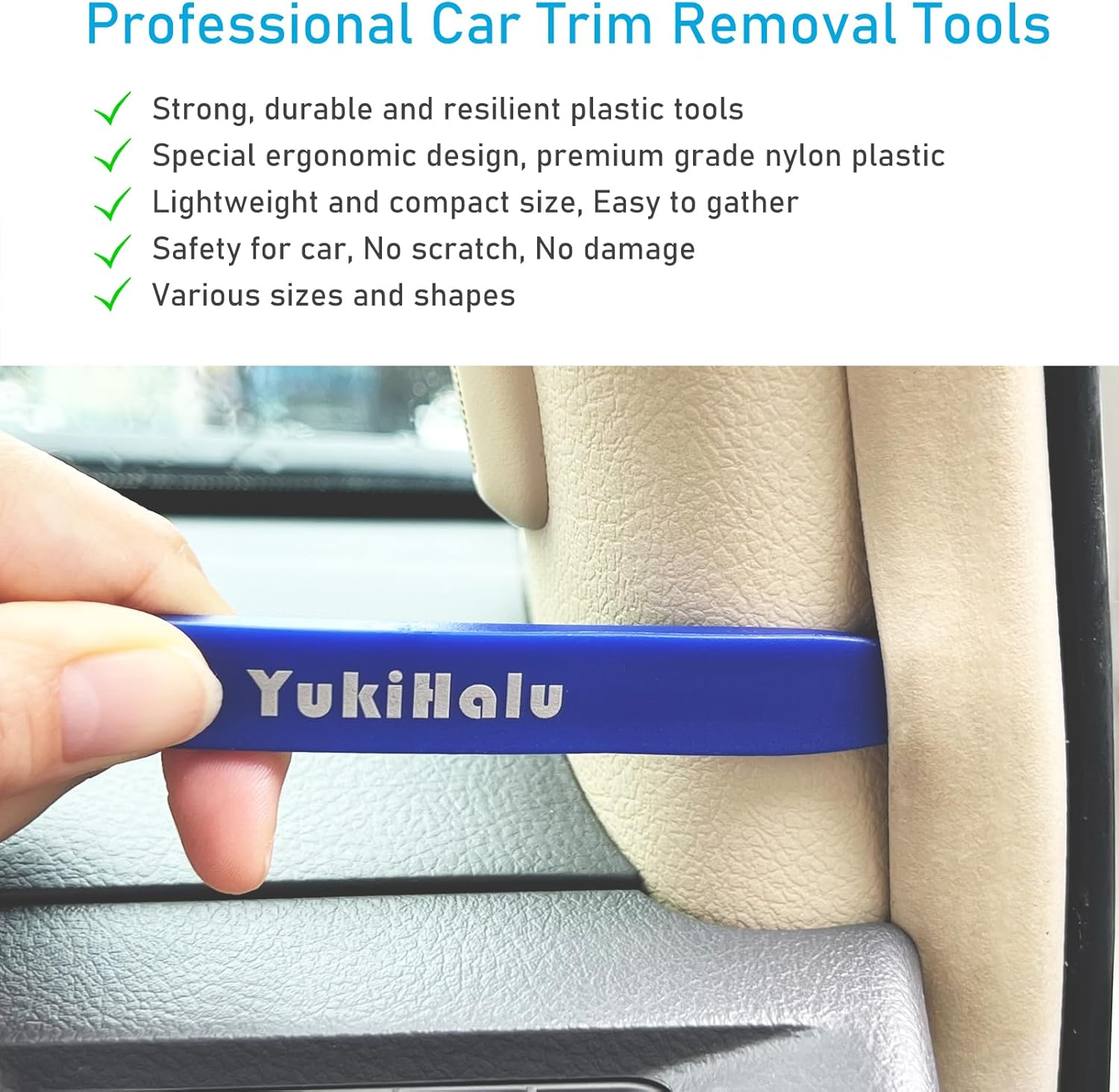 Yukihalu Car Trim Removal Tool Kit, No Scratch Pry Tool Kit, Auto Door Panel Removal Tool Set, for Fasteners/Car Clips/Rivets/Molding/Dashboards/Radio/Stereo System