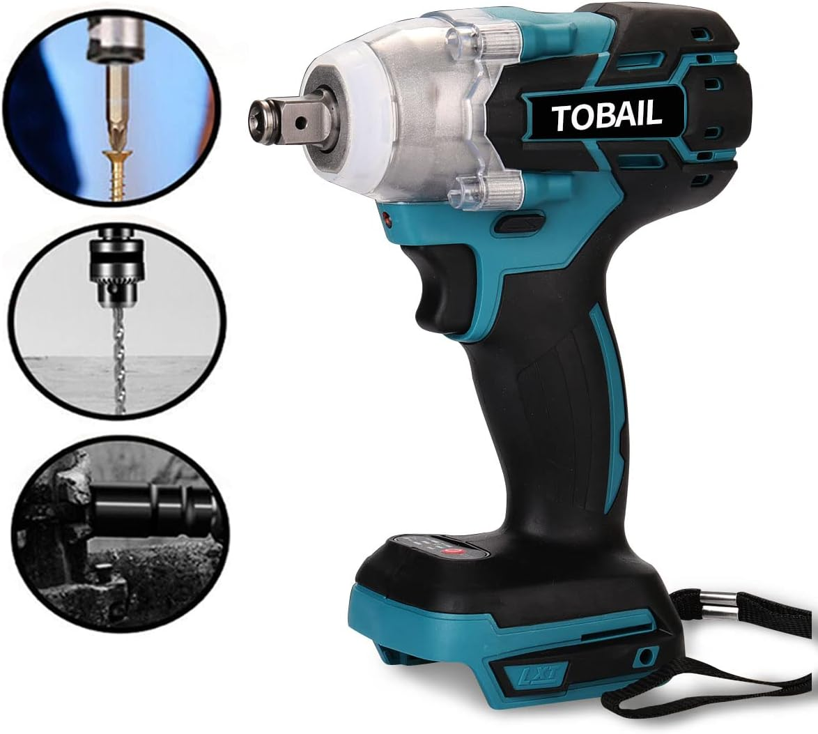 TOBAIL Cordless Electric Impact Wrench 1/2 Inch for Car Home, 520N.M Brushless, 3000RPM High Torque Gun W/ 2X 3.0Ah Battery,Charger image number 1