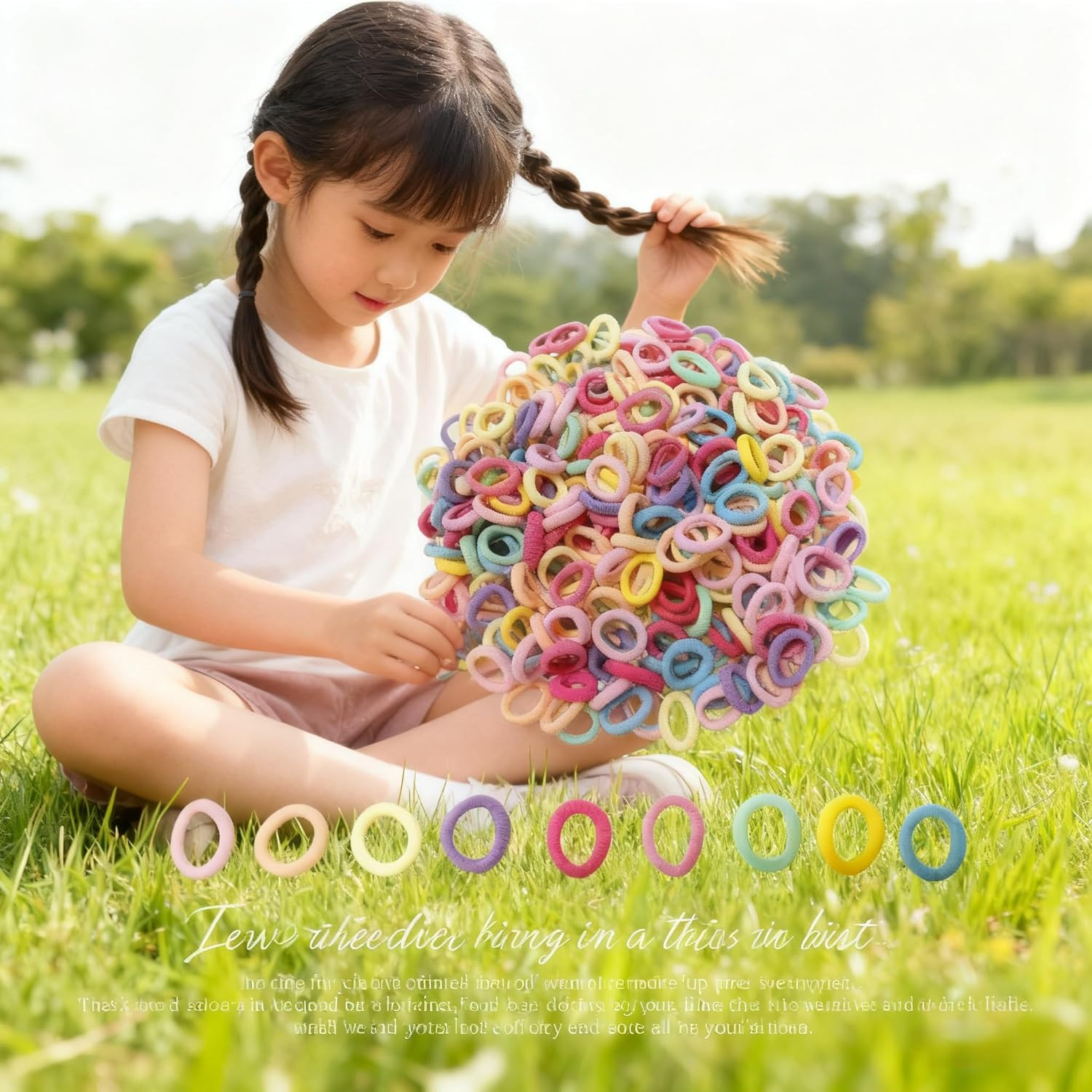 400 PCS Hair Ties Headbands Baby Girls Elastic Headbands Black Colorful Small Rubber Bands Ponytail Holder (Mixed Color Pink) image number 1