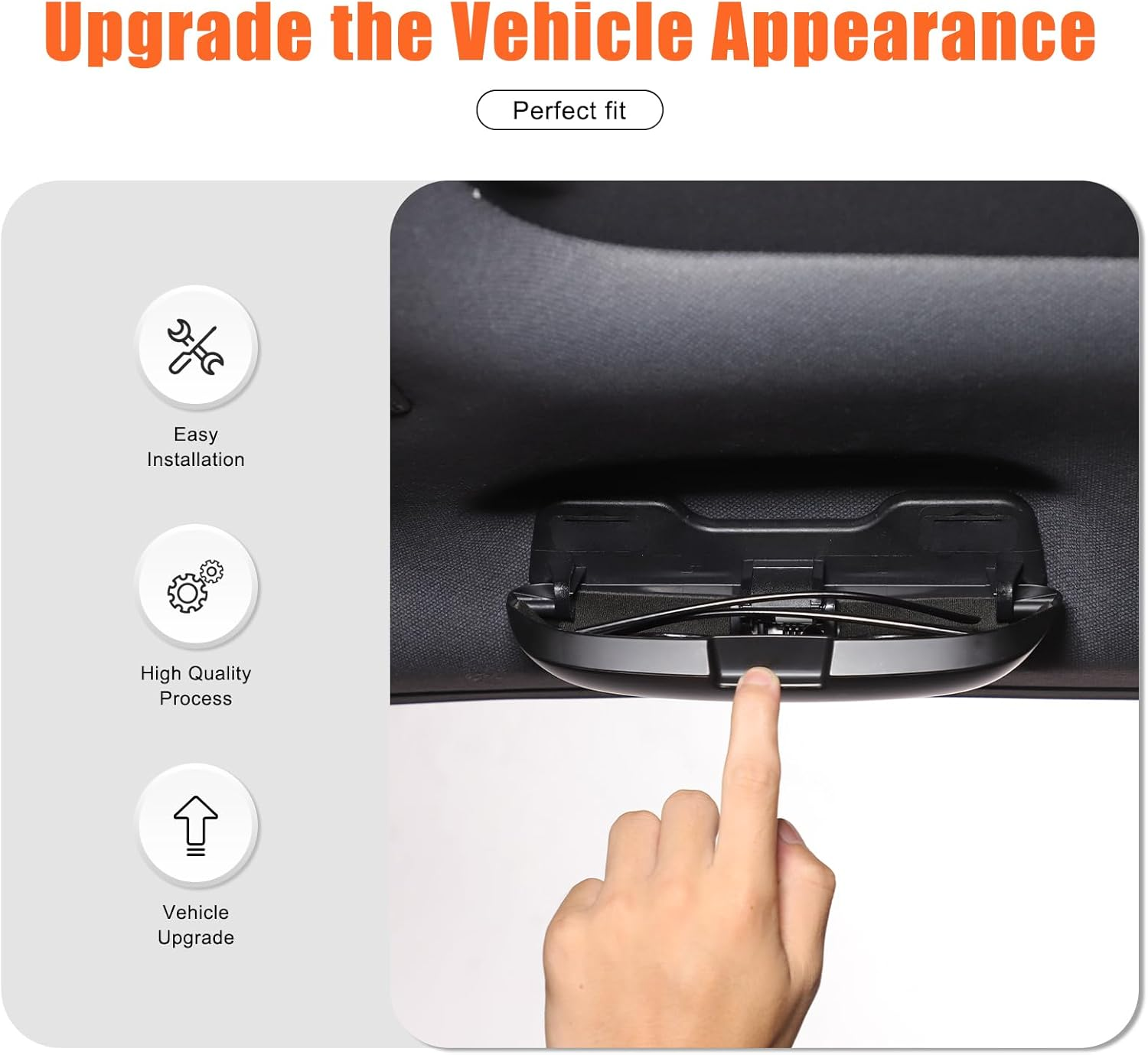 Heutamo Sunglasses Holders Compatible with Toyota Land Cruiser Prado 250 J250 LC250 2024 2025, ABS Glasses Holder Sunglasses Case Storage Box Replace for Overhead Roof Grab Handle (Black) image number 5