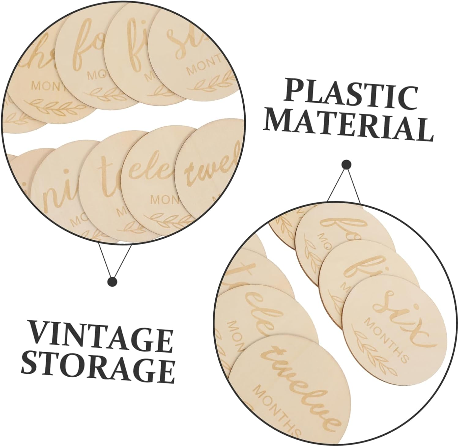 CORHAD 12Pcs Wooden Monthly Milestone Discs Photo Props Decorative Milestone Signs for Newborn Growth Announcement and Commemorative Photos
