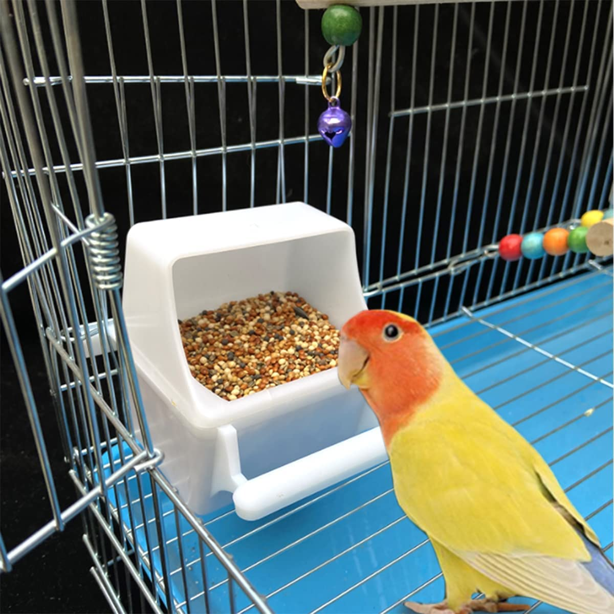 2Pcs Bird Cage Feeder Removable Parret Hanging Seed Feeder Bird Dishes Cage Bowl for Cage Finch Cockatiel Conure Parakeet Lovebird image number 1