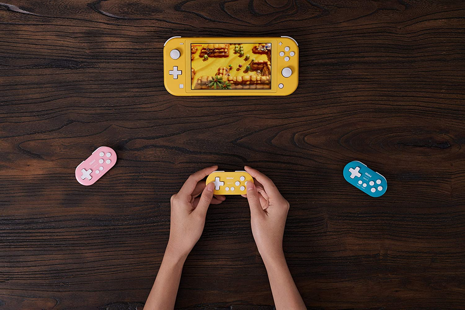 8Bitdo Zero 2 Bluetooth Gamepad Key Chain Sized Mini Controller for Switch, Windows, Android, Macos with a Commemorative Brooch(Yellow Edition) image number 4