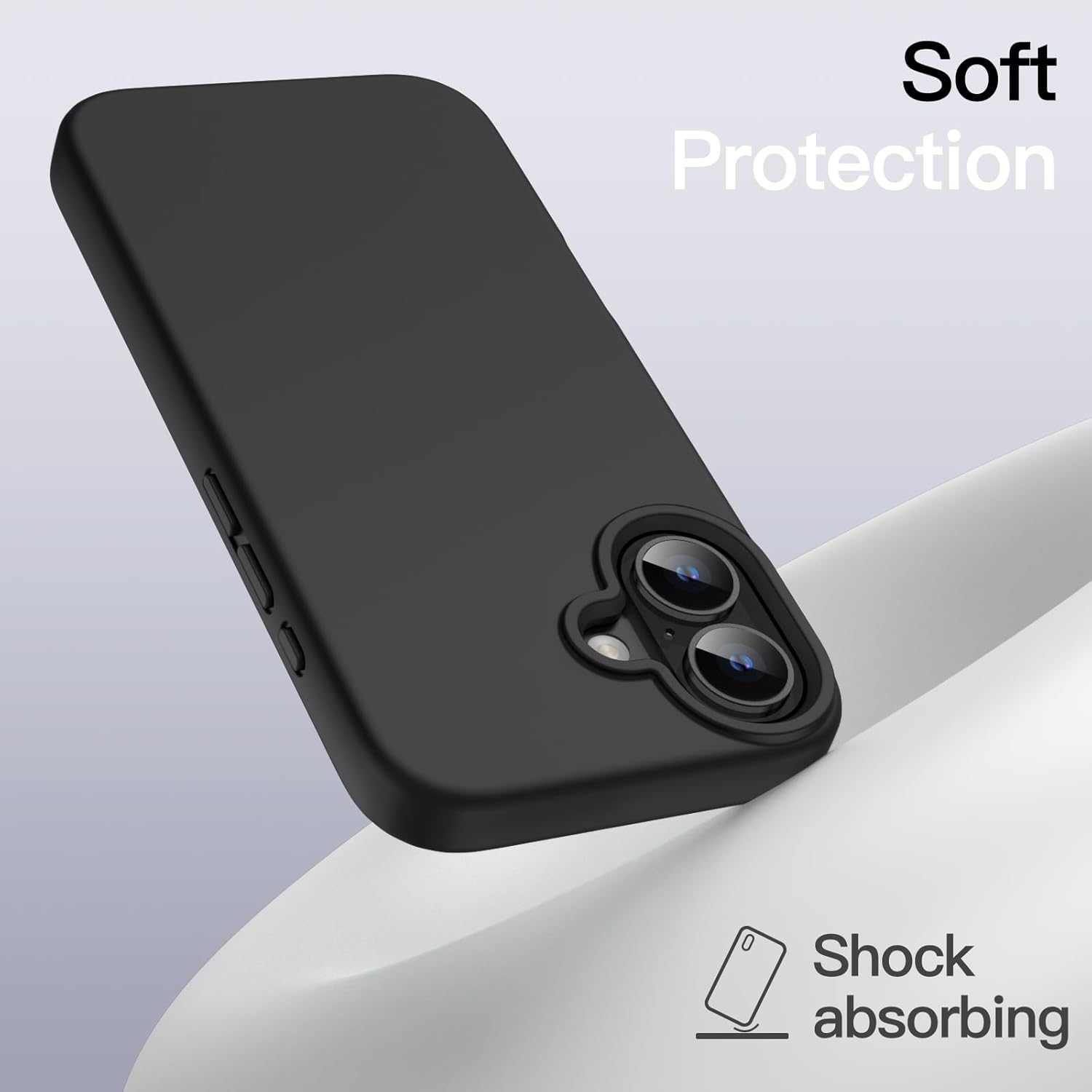 Jetech Liquid Silicone Case for Iphone 16 6.1-Inch, Silky Soft Touch Full-Body Protective Phone Case, Anti-Scratch Shockproof Cover with Microfiber Lining (Black) - Black image number 2