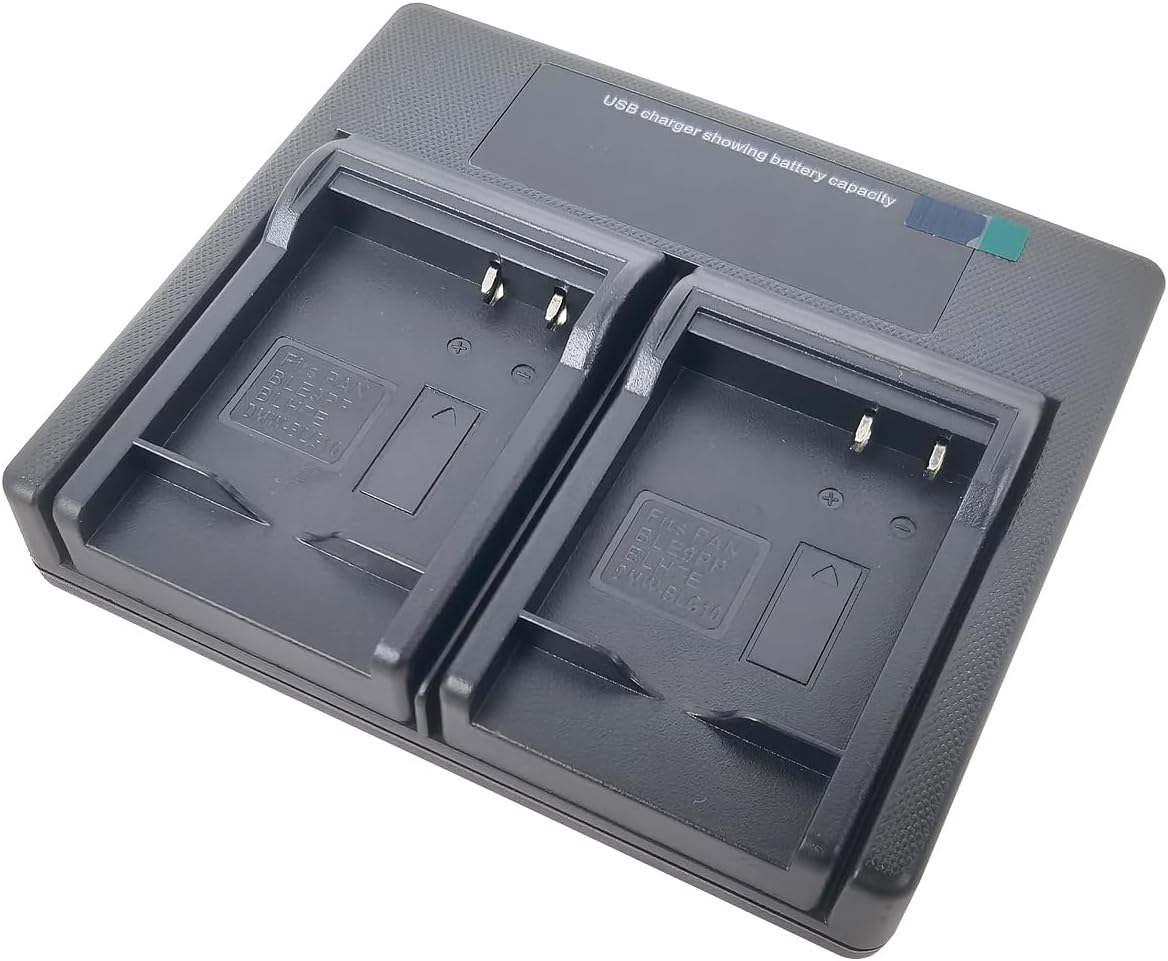 USB Dual Battery Charger for Panasonic DMW-BLE9E DMW-BLE9PP DMW-BLE9 DMW-BLG10E DMW-BLG10 DMW-BLH7E Lumix DMC-LX100 DC-TZ100 DC-TZ90 DMC-GX7 DMC-GX85 DMC-GF3 DMC-GF5 DMC-GF6 Camera