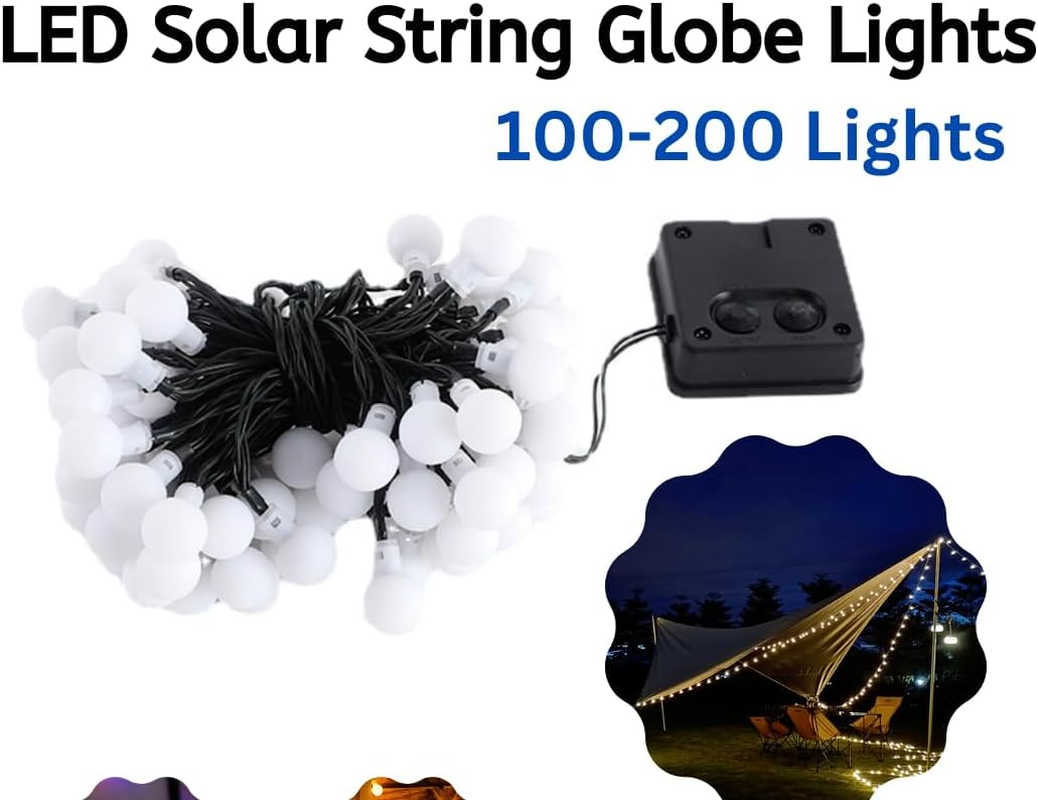 Generic INONE Solar String Lights Crystal Ball Solar Fairy Lights Decoration Lighting for Home, Garden, Patio, Yard, Party and Outdoor IP65 Waterproof (White, 22M), IN-167ADQ image number 6