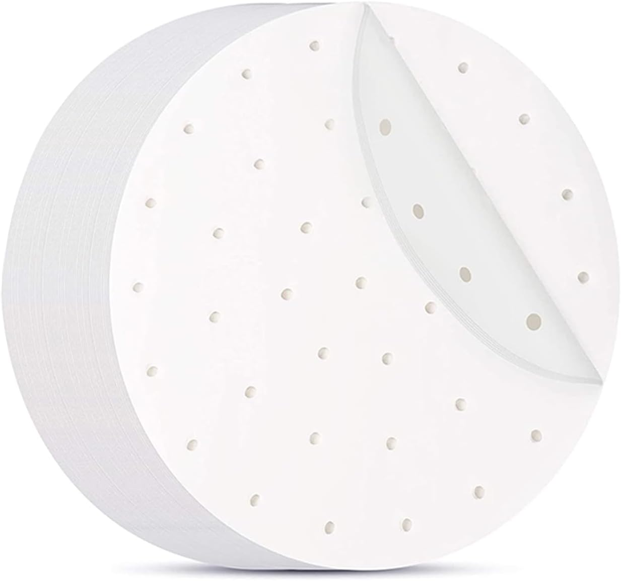 120Pcs Air Fryer Liners 8.3"(21Cm) Bamboo Steamer Liners Perforated Parchment Paper Non-Stick (White) for Air Fryer Steaming Basket Springform Cake Tin Rice(8 Inch)