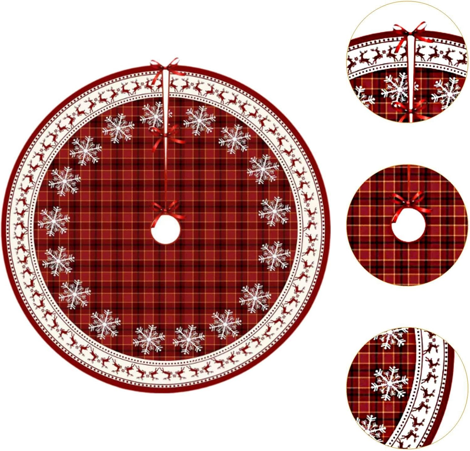 35Inch Christmas Tree Skirt,Winter Holiday Tree Mat Snowflake Elk Decorative Xmas Tree Base Cover Xmas Tree Skirt for Bedroom image number 3