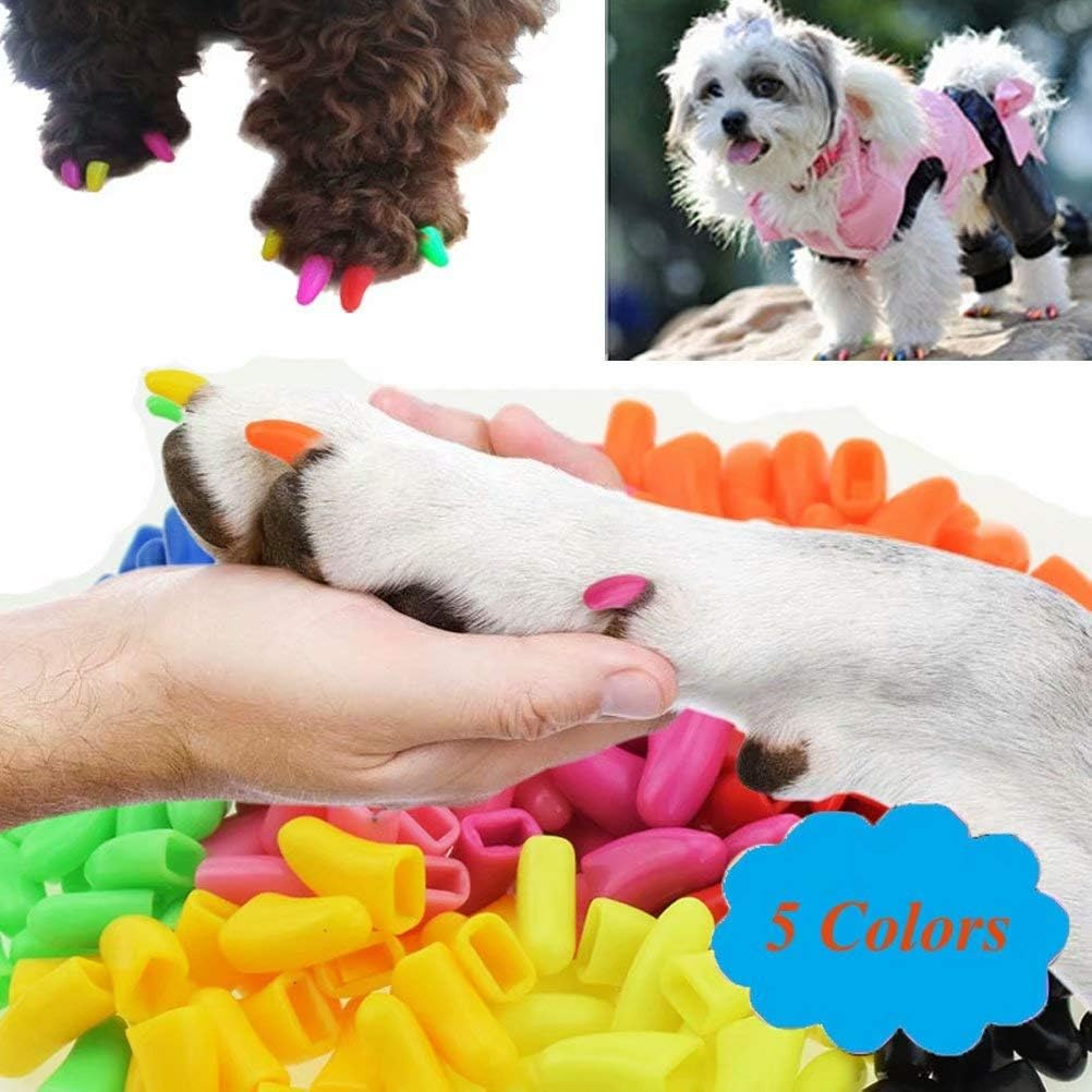 100Pcs Pet Puppy Dog Nail Soft Claw Paws Covers Caps, Control Paws Claws Covers of 5 RANDOM+ 5 Adhesive Glue,Xxl image number 6