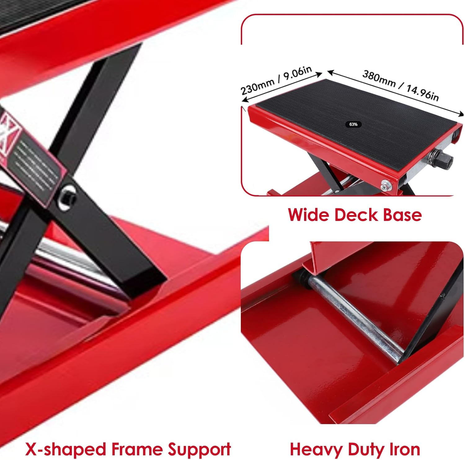 Diyeeni 1102 LBS Motorcycle Lift, Motorcycle Lift Scissor Jack, 3.35In-13.39In Adjustable Height Range, Metal Motor Center Stand for ATV, Cruiser Bikes, Street Bikes image number 5