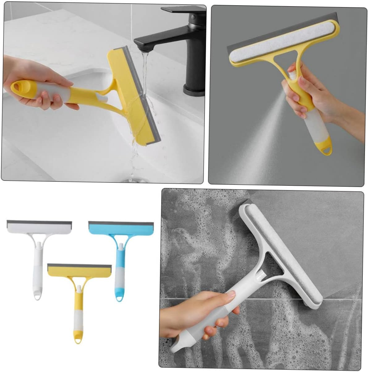 DECHOUS 3Pcs Shower Glass Squeegee with Sprayer Bottle Window Cleaner Tool for Home Stubborn for Shower Doors and Mirrors image number 1