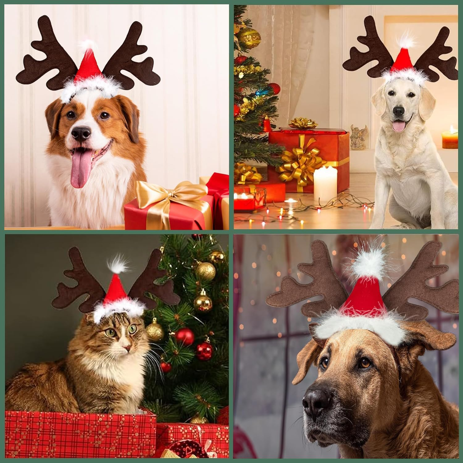 Christmas Pet Headband Dog Cat Reindeer Antlers Headband for Pet Dog Christmas Headdress for Dogs for Costume Outfit for Dogs Cats image number 5