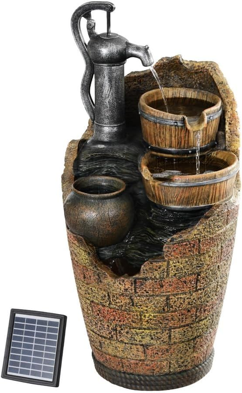 Gardeon Solar Fountain Water Feature Outdoor Cascading Hand Pump Design 80CM image number 3