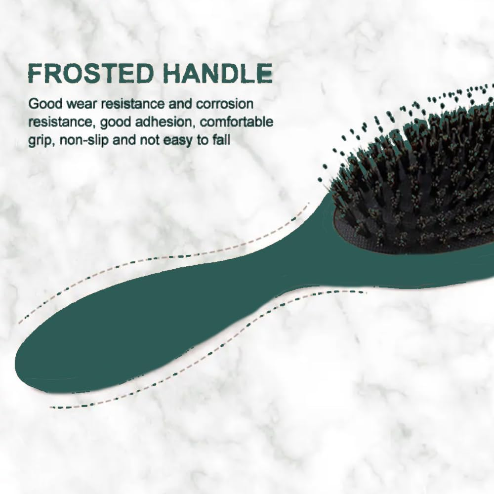 Hair Brush, Boar Bristle Detangling Brush for All Hair Types, Air Cushion Scalp Massage Pain-Free Styling Comb for Women Girls (Green) - Green image number 2