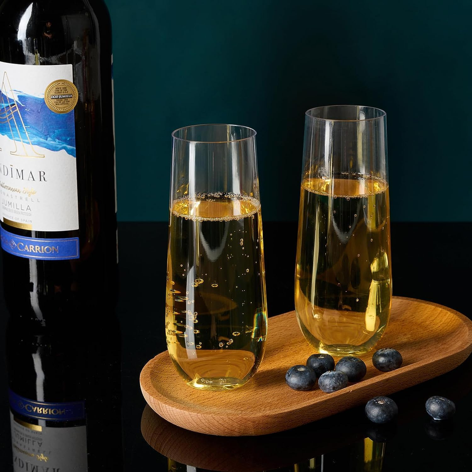 Decostatue Champagne Flutes Set of 24, 9 Oz Clear PET Plastic Champagne Glass Toasting Glasses Cup Stemless and Shatterproof, Recyclable and Bpa-Free image number 3