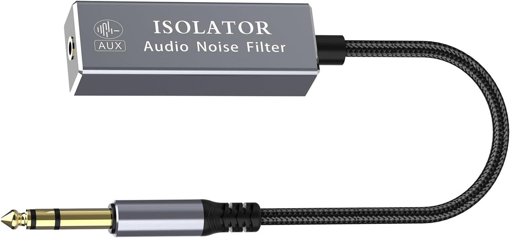 Ground Loop Noise Isolator, Noise Filter for Car Audio/Home Stereo System (Eliminate the Buzzing Noise Completely) with 6.35Mm Nylon Braided Audio Cable image number 4
