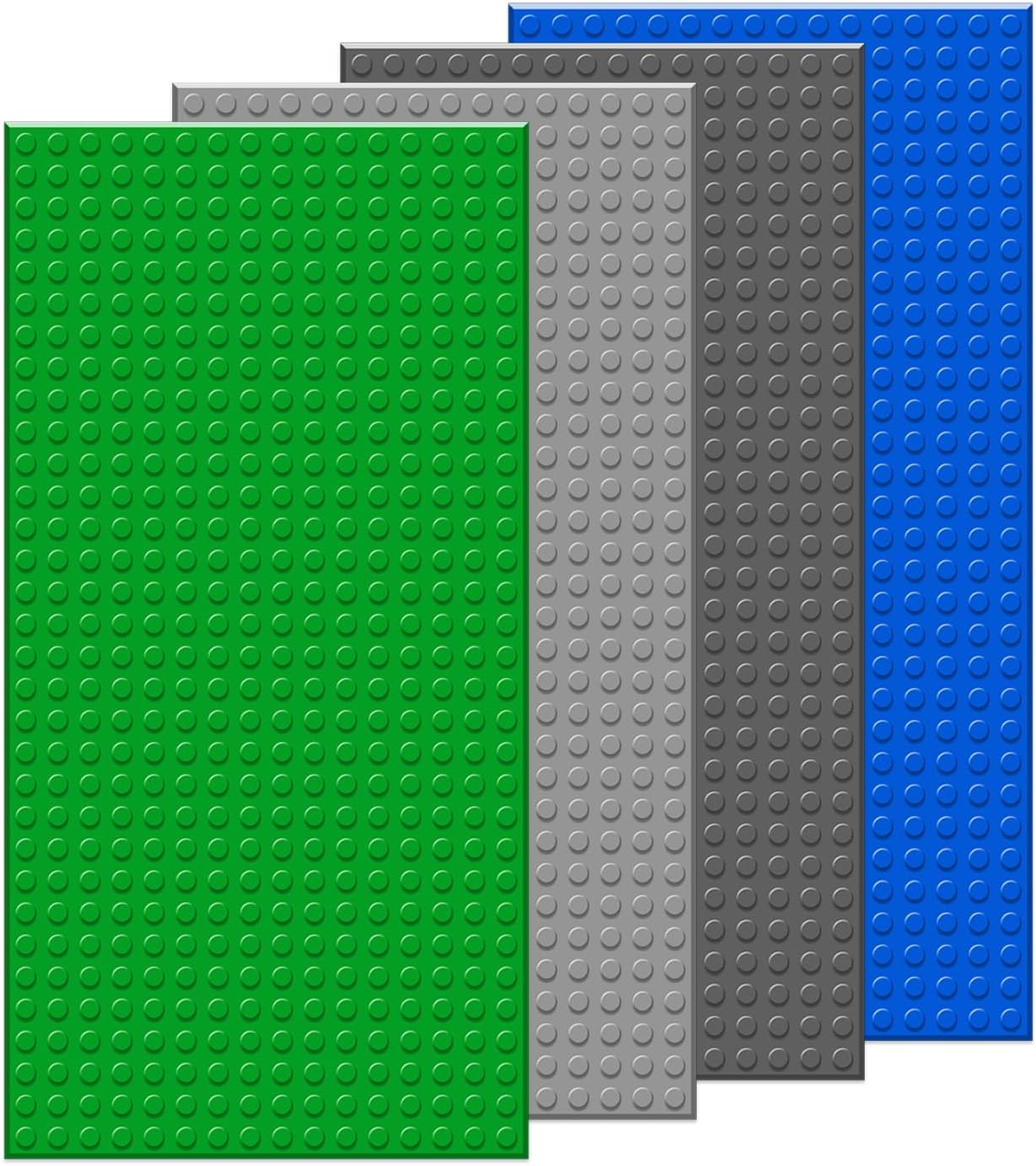 EKIND 4 PCS Classic 5" X 10" Building Baseplates, Compatible with Major Brands Toy Bricks, Encourage Logic & Creativity through Play, Ideal STEM Activities for Children (4 Color)