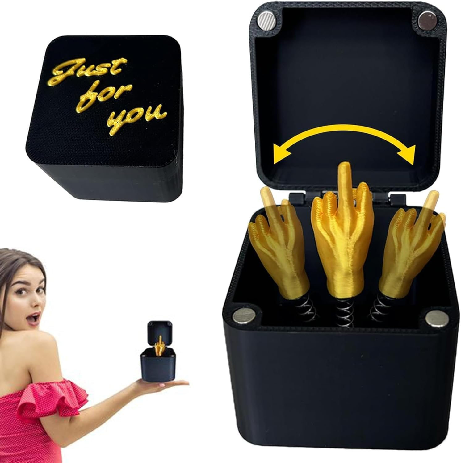 Mi-Ddle Finger in a Box, Middle Finger Surprise Box, Novelty Prank Gift Box, Christmas Funny Prank Gifts, for Office Desk Decor Home Decor (A) image number 1