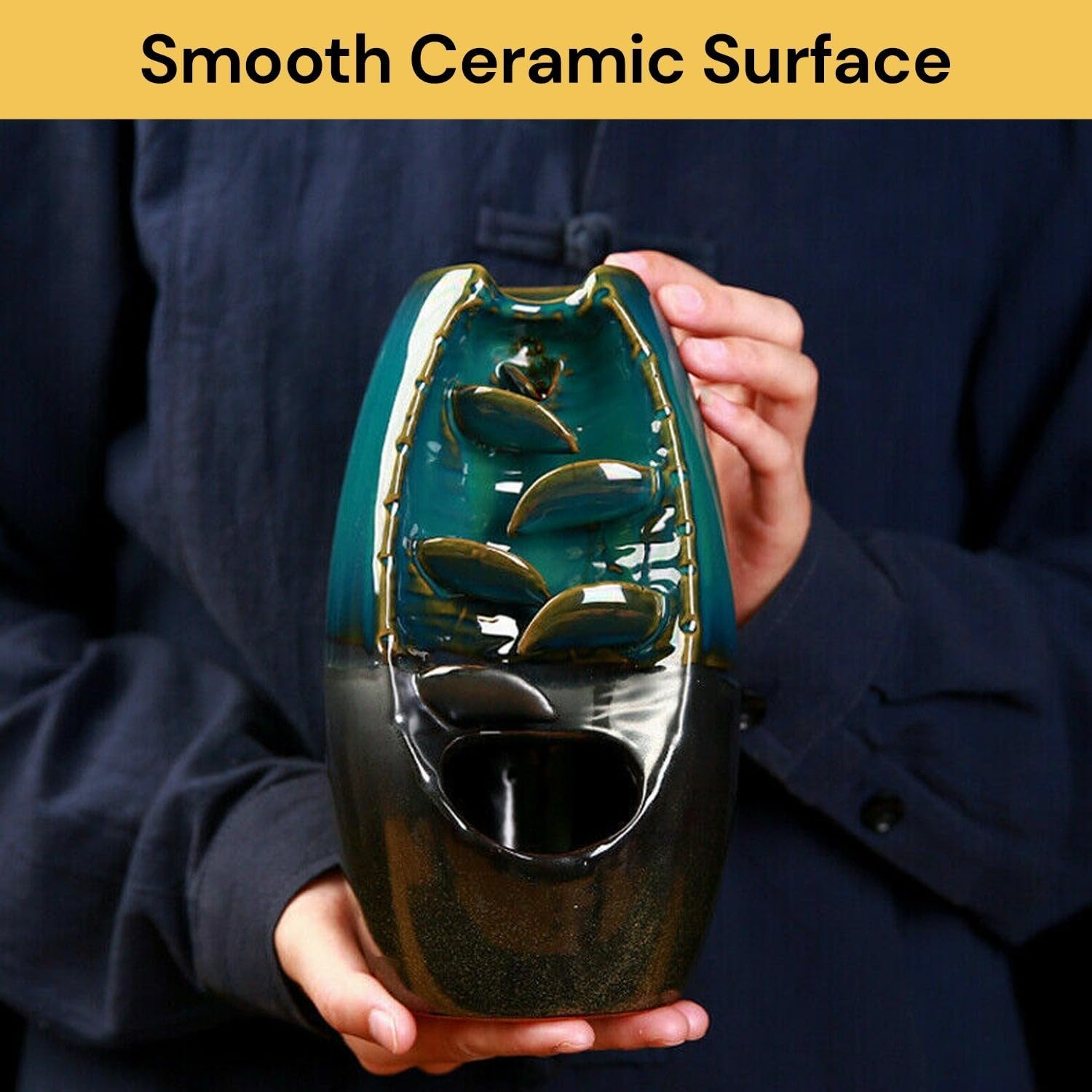 Ezonedeal Mountain River Handicraft Incense Holder Backflow Ceramic Burner Censer Holder for Home Decor Aromatherapy Relaxation Gifts image number 5