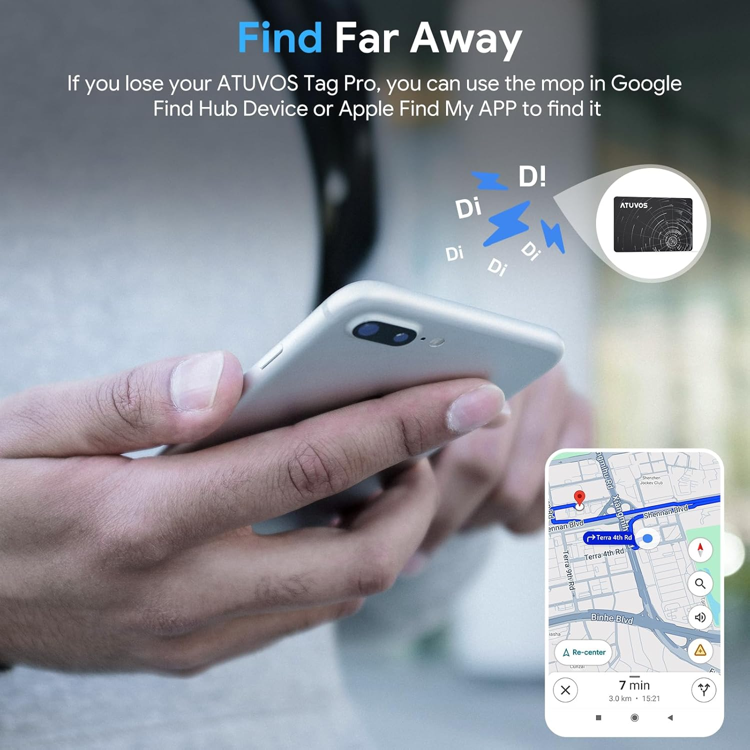 ATUVOS Dual System Ari Tag Card Tracker,Thin 0.16Cm,(Wireless Charging) ，Bluetooth Item Finder Compatible with Android Google Find Hub or Ios Apple Find My App, Locator Suitable for Suitcases,Wallet image number 2