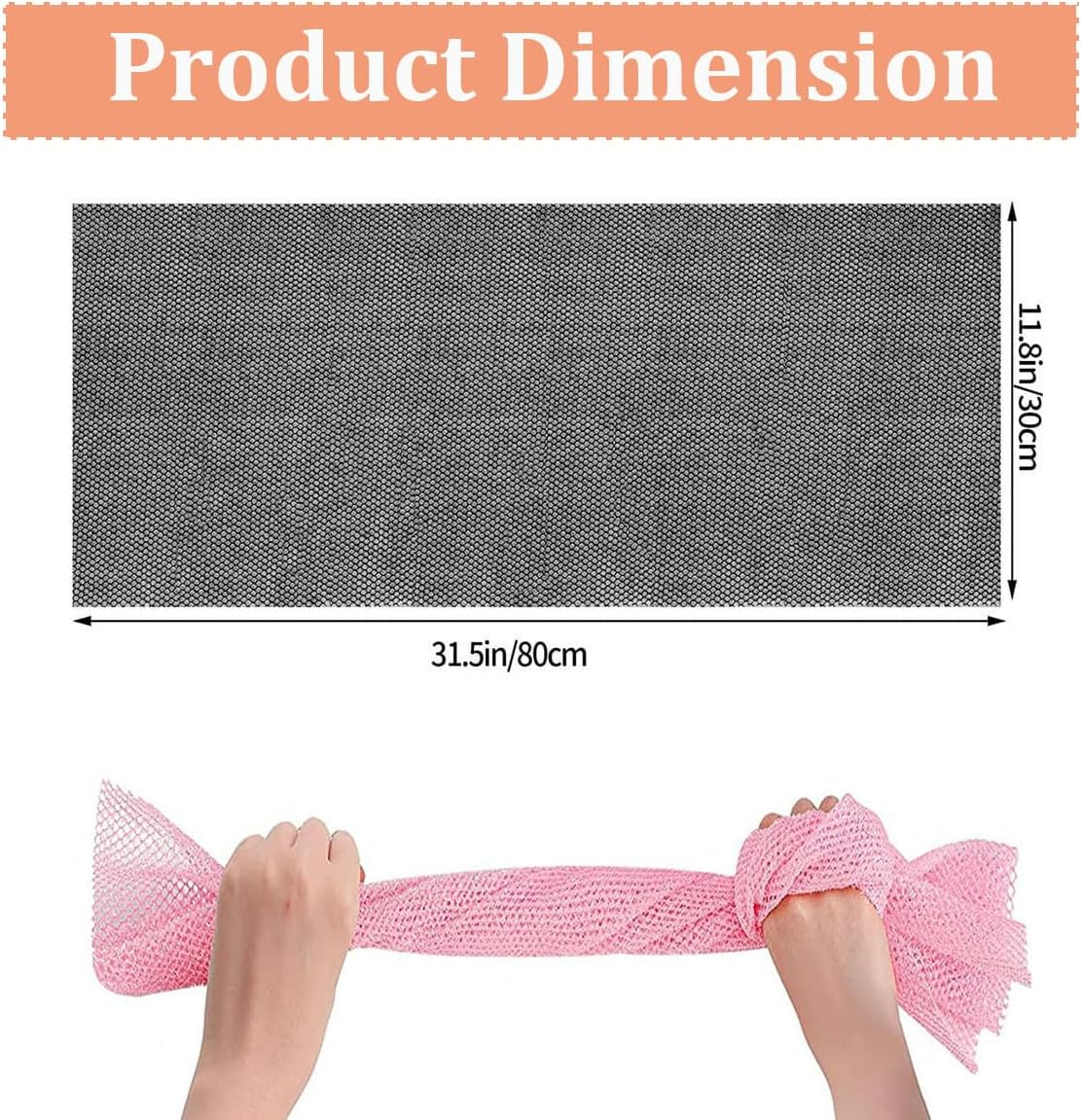 2Pcs African Exfoliating Net, African Exfoliating Sponge, Nylon Back Scrubbers, Shower Sponge Body Sponge, Deep Cleaning African Net Bathing Sponge for Men and Women 80 &times; 30Cm image number 5