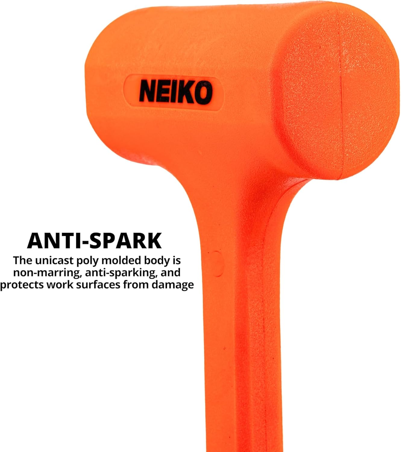 NEIKO 02888A Dead Blow Hammer Set, 3Pc Neon Orange Deadblow Mallet, 1Lb, 2Lb, 3Lb Hammers, Spark and Rebound Resistant, Unibody Molded, Checkered Grip image number 3