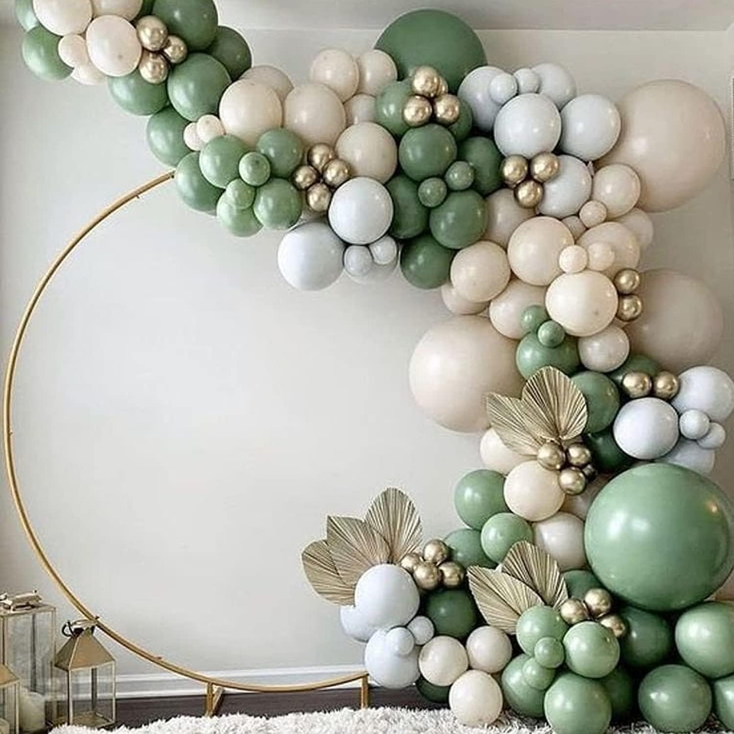 Eucalyptus Green Balloons 12 Inch 50 Pcs Baby Shower Party Balloons Happy Birthday Decoration Balloons Bean Green Helium Balloons image number 5