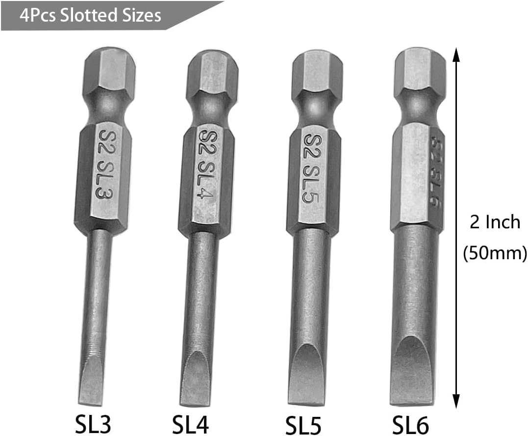 Saipe 10Pcs Magnetic Screwdriver Bit Sets 1/4 Inch Hex Shank Flat Slotted + Phillips Cross Head Screw Driver S2 Steel Drive Drill Bits for Electric Screwdrivers (2 Inch/50Mm Length) image number 1