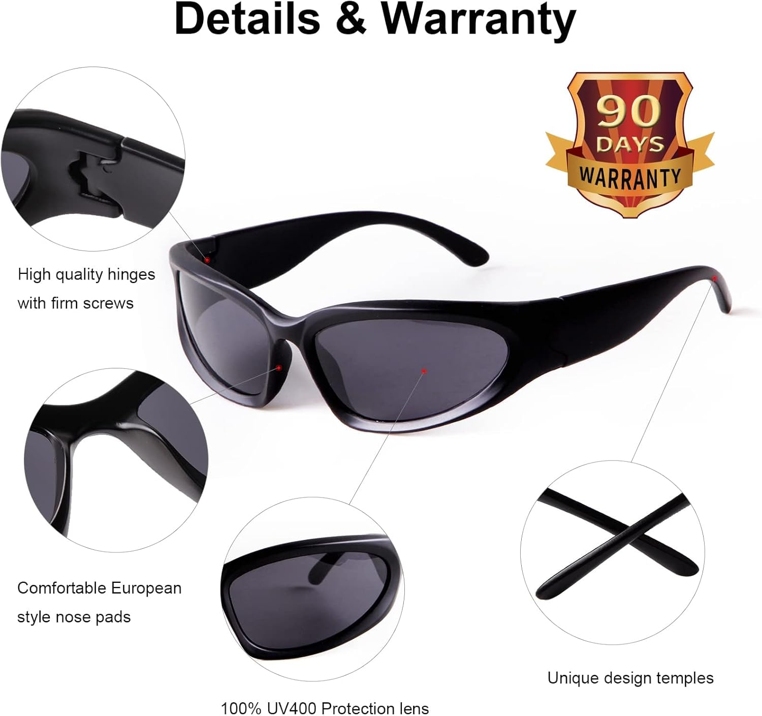 Wrap around Sunglasses for Men Women Stylish Fashion Sun Glasses Outdoor Sport Sunglasses UV400 Shades - Gray image number 5
