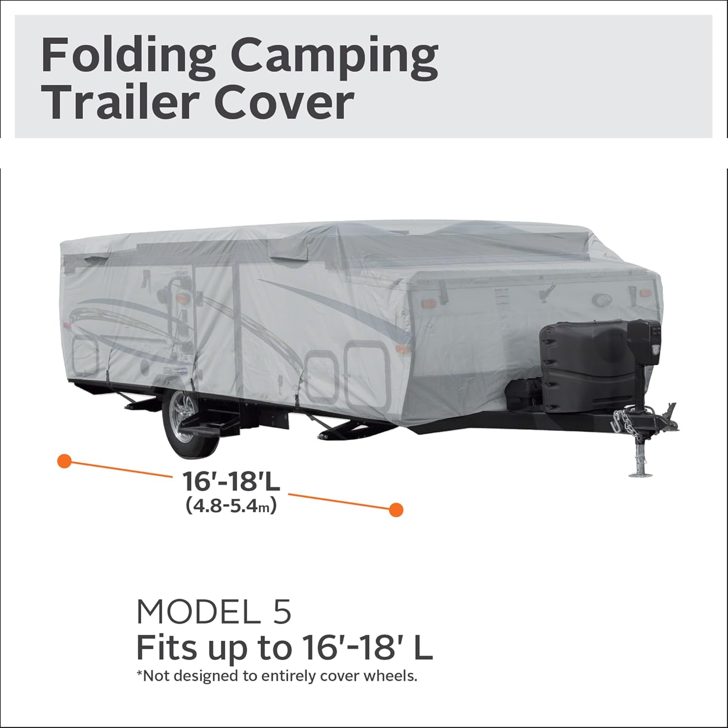 Classic Accessories over Drive Permapro Folding Camping Trailer Cover, Fits 16'-18'L, RV Cover, Camper Cover, Travel Trailer Cover, Grey image number 4