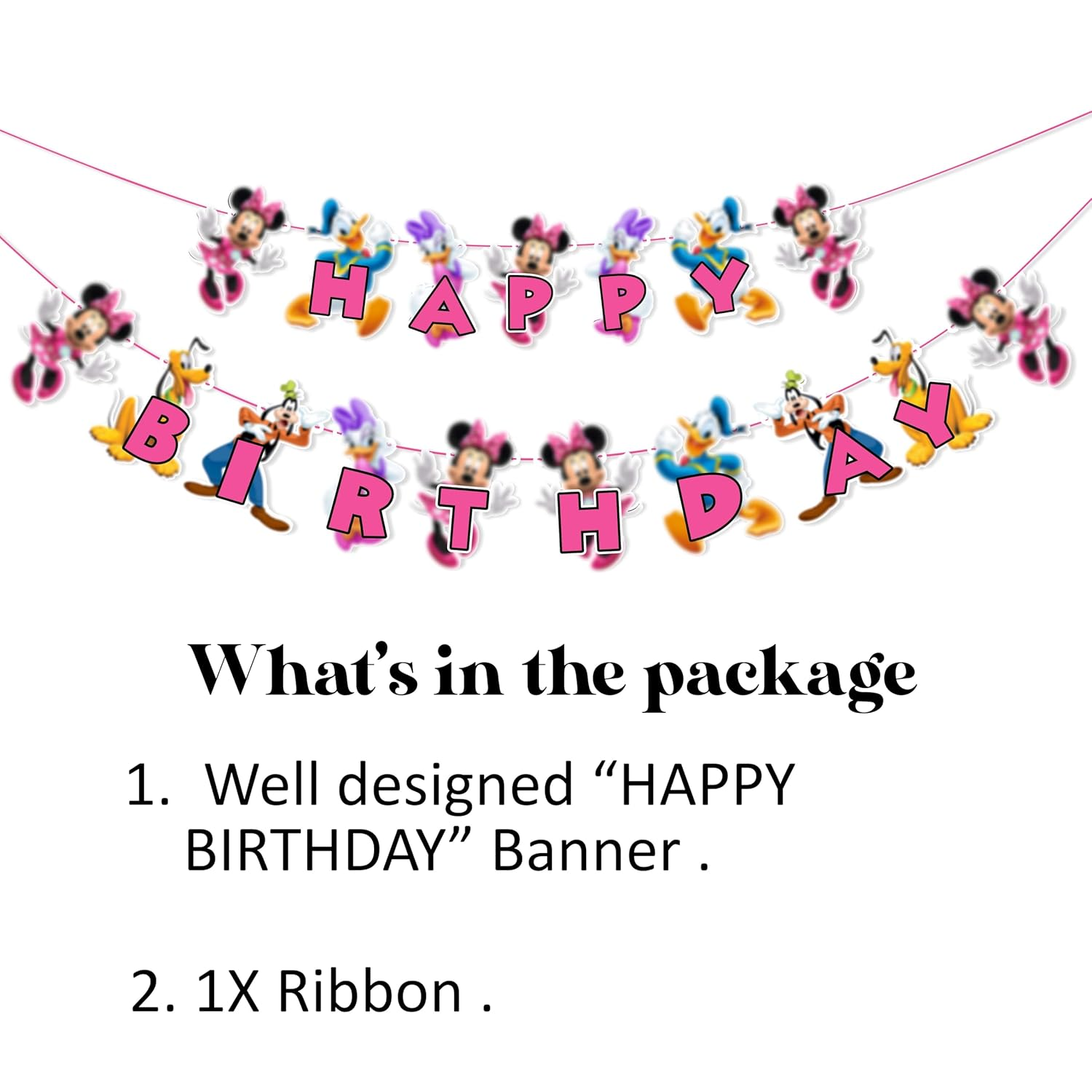 Mine Muse Happy Birthday Banner &ndash; Cute Pink Party Decoration for Girls, Themed Hanging Garland for Birthday & Mine Muse Celebrations image number 1