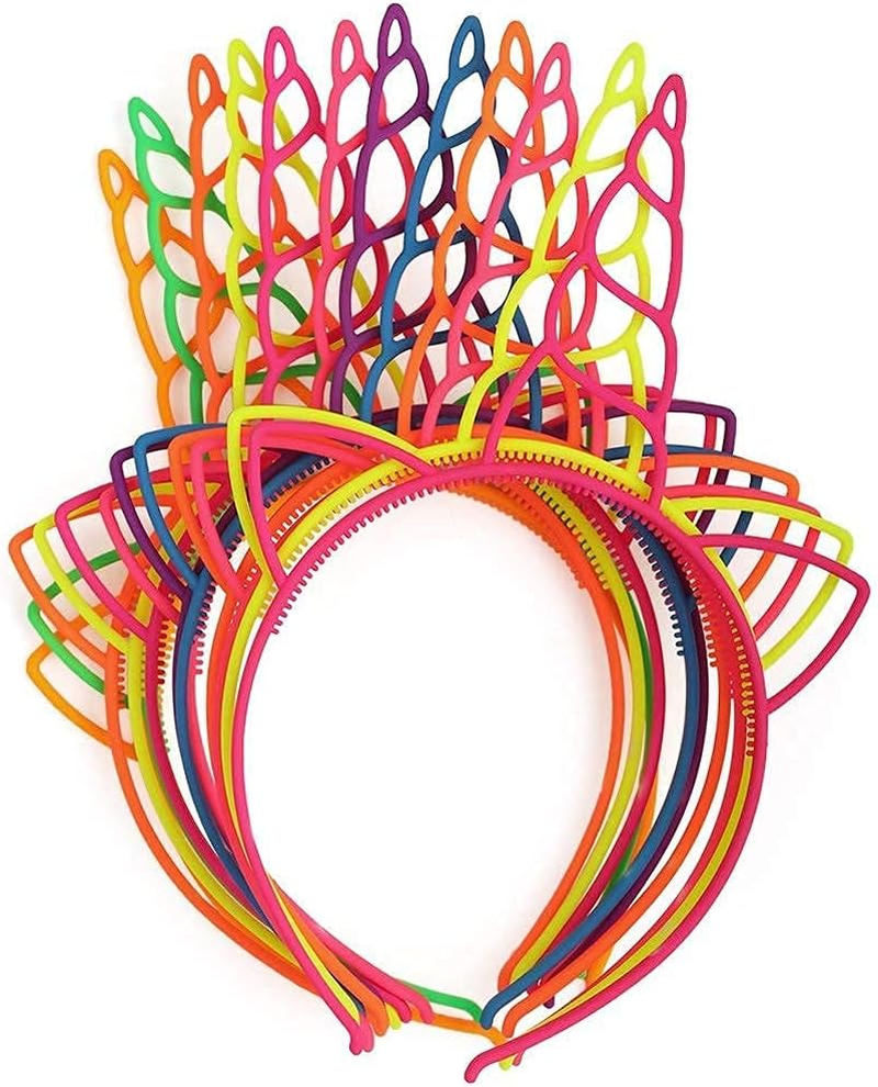 Unicorn Headbands for Girls Plastic Toddler Headbands Child Unicorn Horn Head Bands for Christmas Party Decorations Pack of 12 (Bright Colors-12Pcs) image number 4