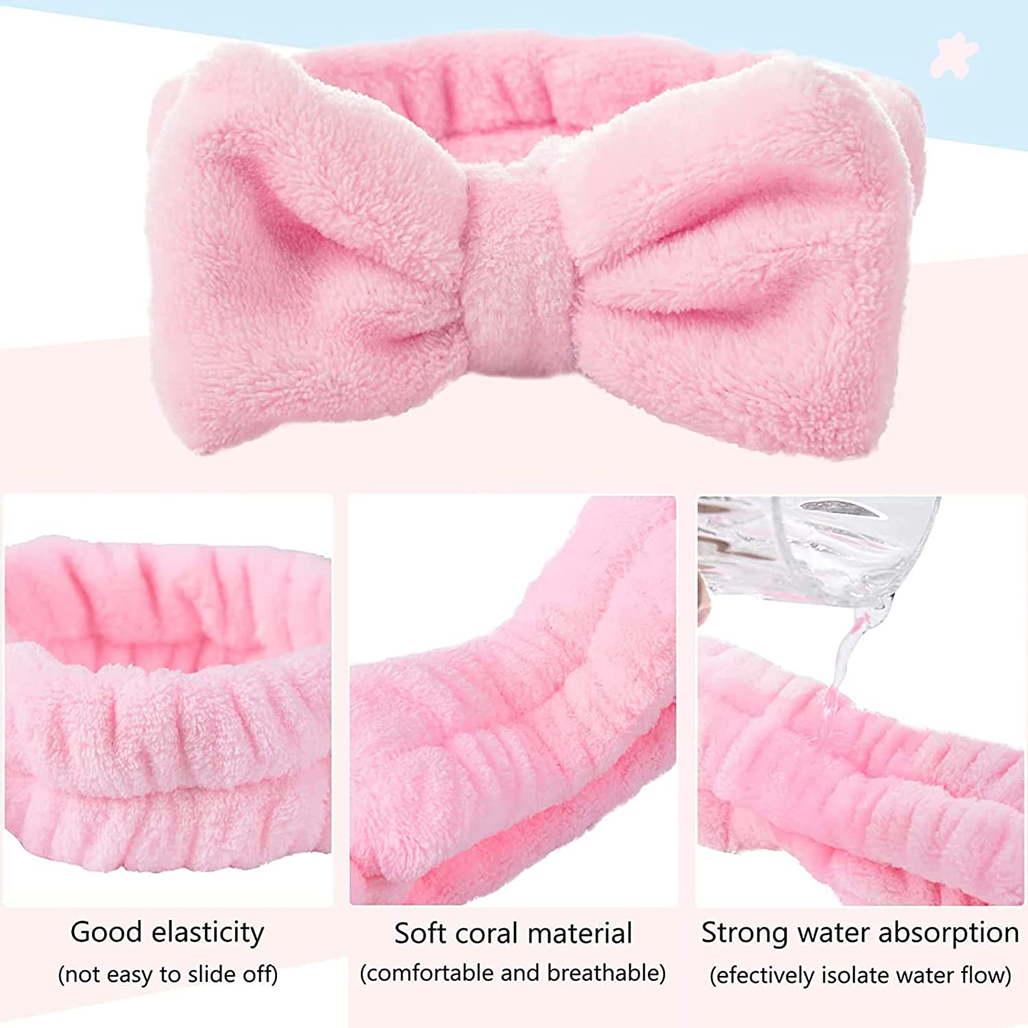 9Pieces Spa Headband Wrist Washbands - Microfiber Head Band Skincare Headbands Makeup Butterfly Headband and Wristband Set for Washing Face, Facial Wrist Towel Washbands for Women Girls image number 6