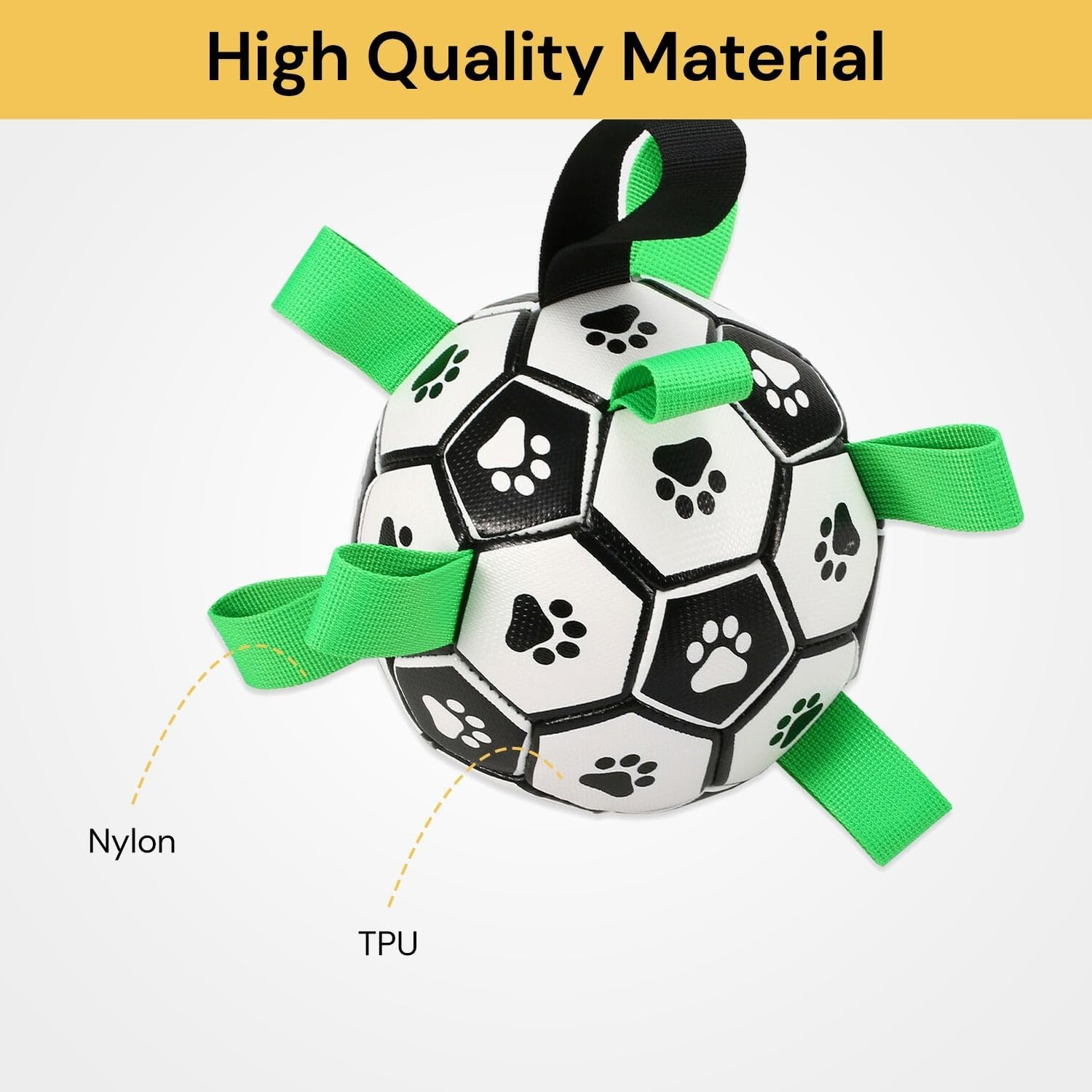 EZONEDEAL Dog Soccer Ball with Grab Tabs, Ball Bounce Interactive Dog Toys for Tug of War, Dog Tug Toy, Dog Water Toy, Durable Dog Balls for Small & Medium Dogs image number 6