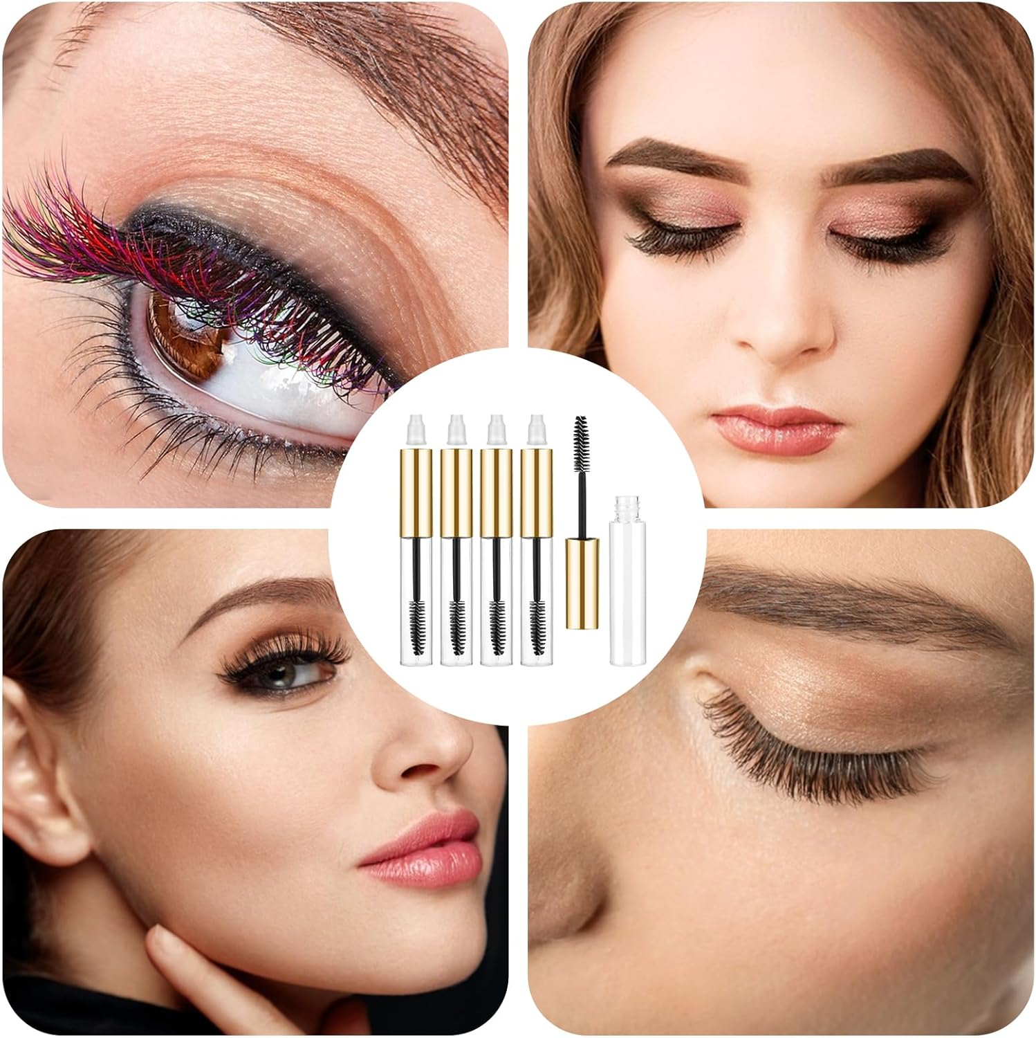 4 Pieces 10ML Empty Mascara Tube and Wand, Plastic Lip Gloss Containers Tubes Refillable Eyelash Serum Applicator Clear Eyelash Cream Dispensers Travel Castor Oil Cosmetic Containers Bottles image number 2