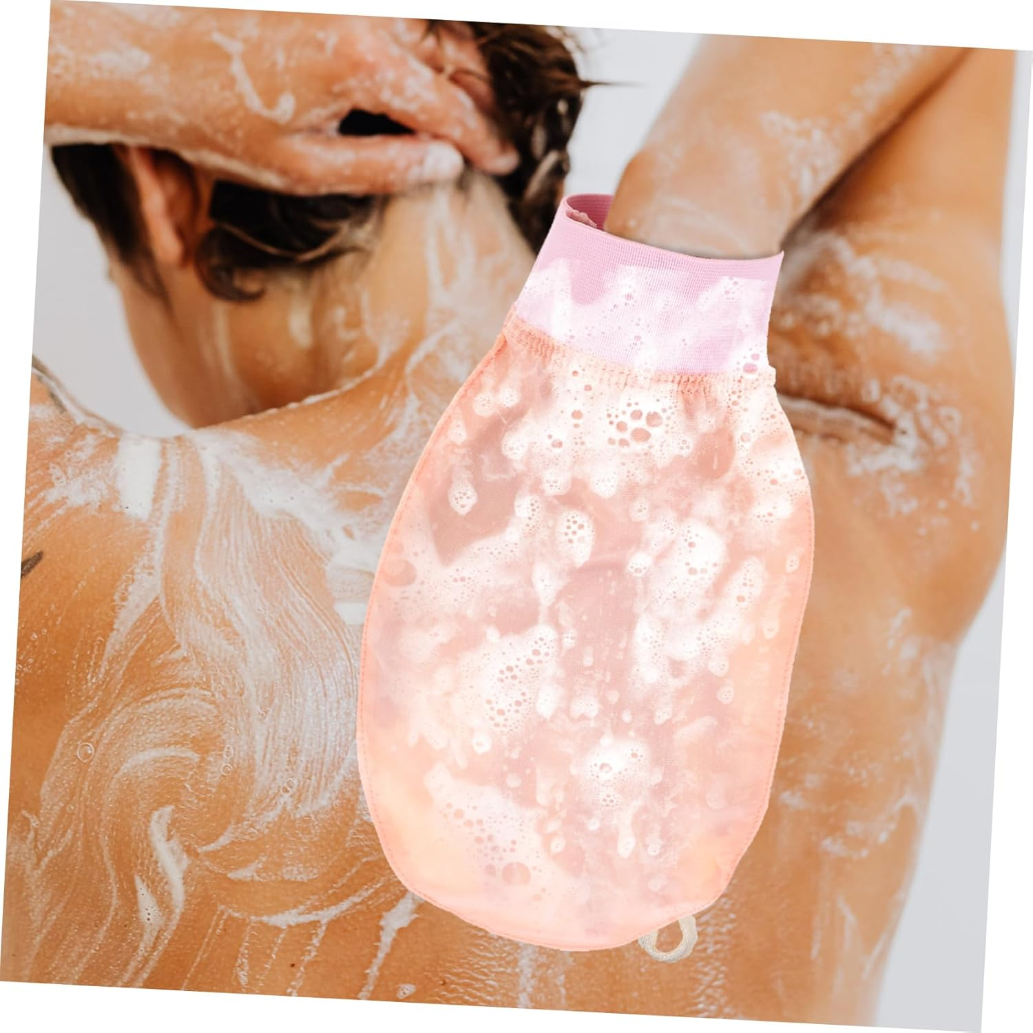 EXQUIMEUBLE Silk Exfoliating Bath Gloves for Women 2-Piece Set Soft Body Scrubber for Gentle Exfoliation for Smooth Skin