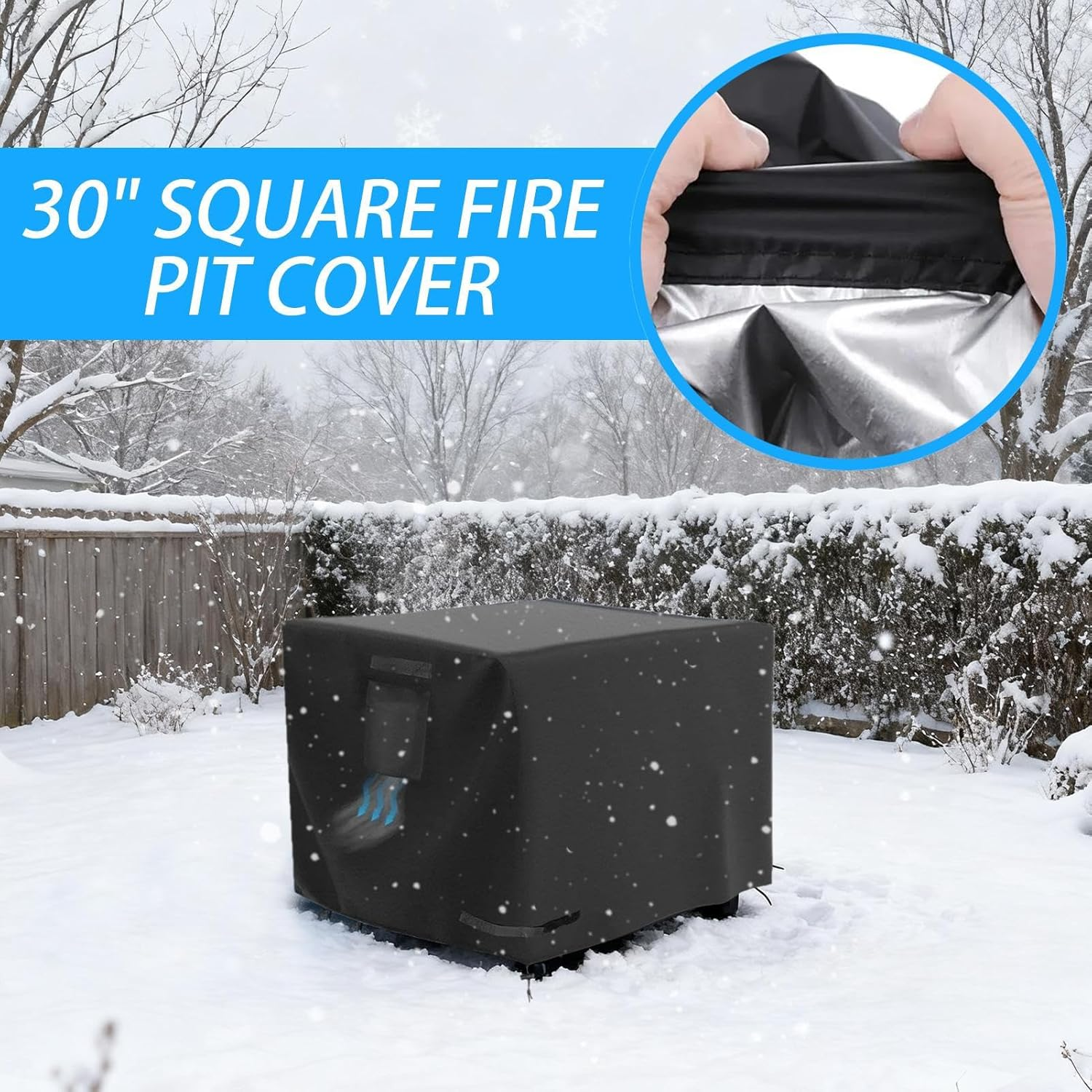 Fire Pit Cover Square | 30 Inch Portable Waterproof Shield - Fire Pit Shield,For Patio Porch Camping Indoor Outdoor Home Yard