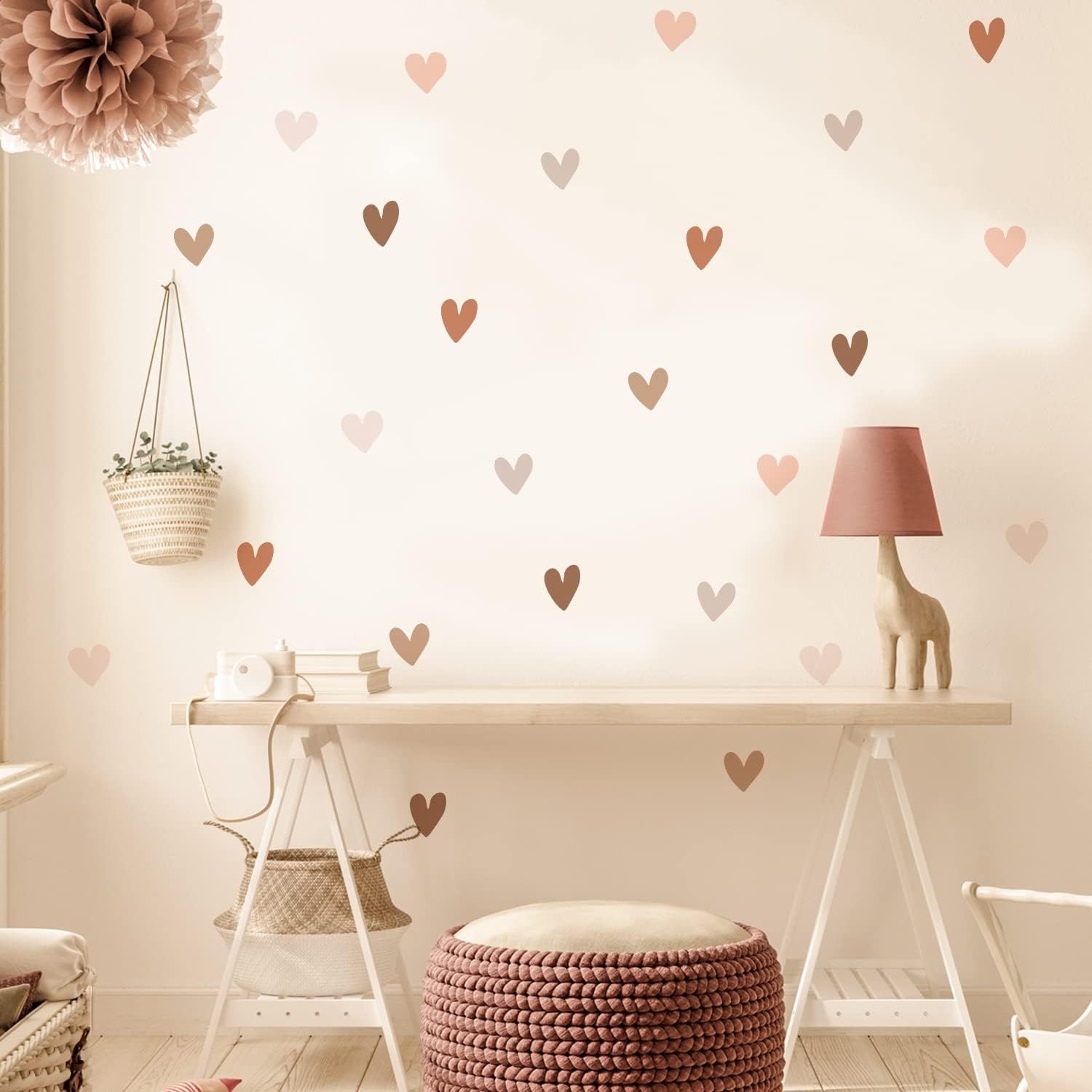 Boho Wall Decal for Girls Bedroom 72 PCS, Boho Heart Wall Stickers Peel and Stick for Nursery Kids Room D&eacute;cor, Removable Wall Decals Vinyl Murals DIY Cute Decorations (12 Sheets) image number 1
