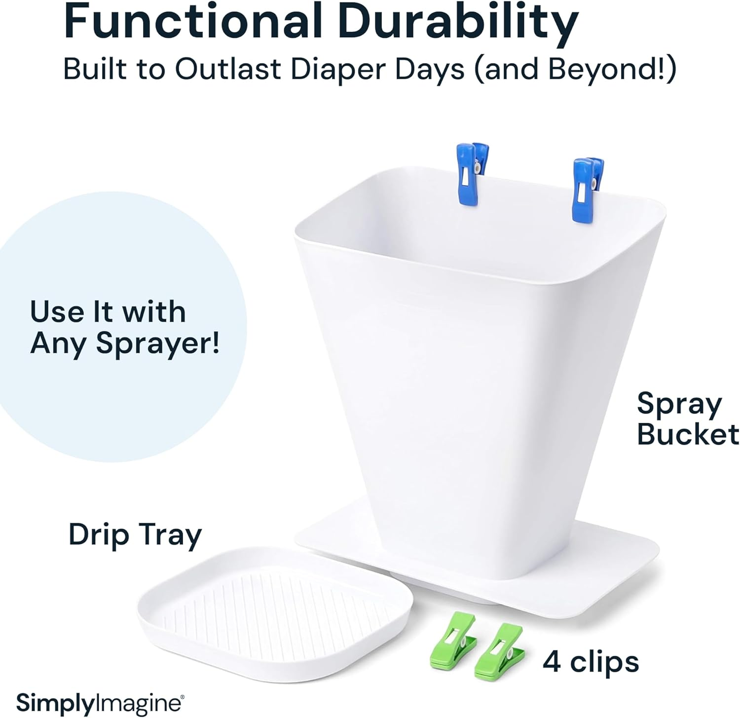 Spraystand - Cloth Nappy Sprayer Splatter Shield - Contains Spray and Debris When Rinsing Cloth Nappies, Clothing, Shoes, and More in Toilet Spray Bucket Pail image number 1
