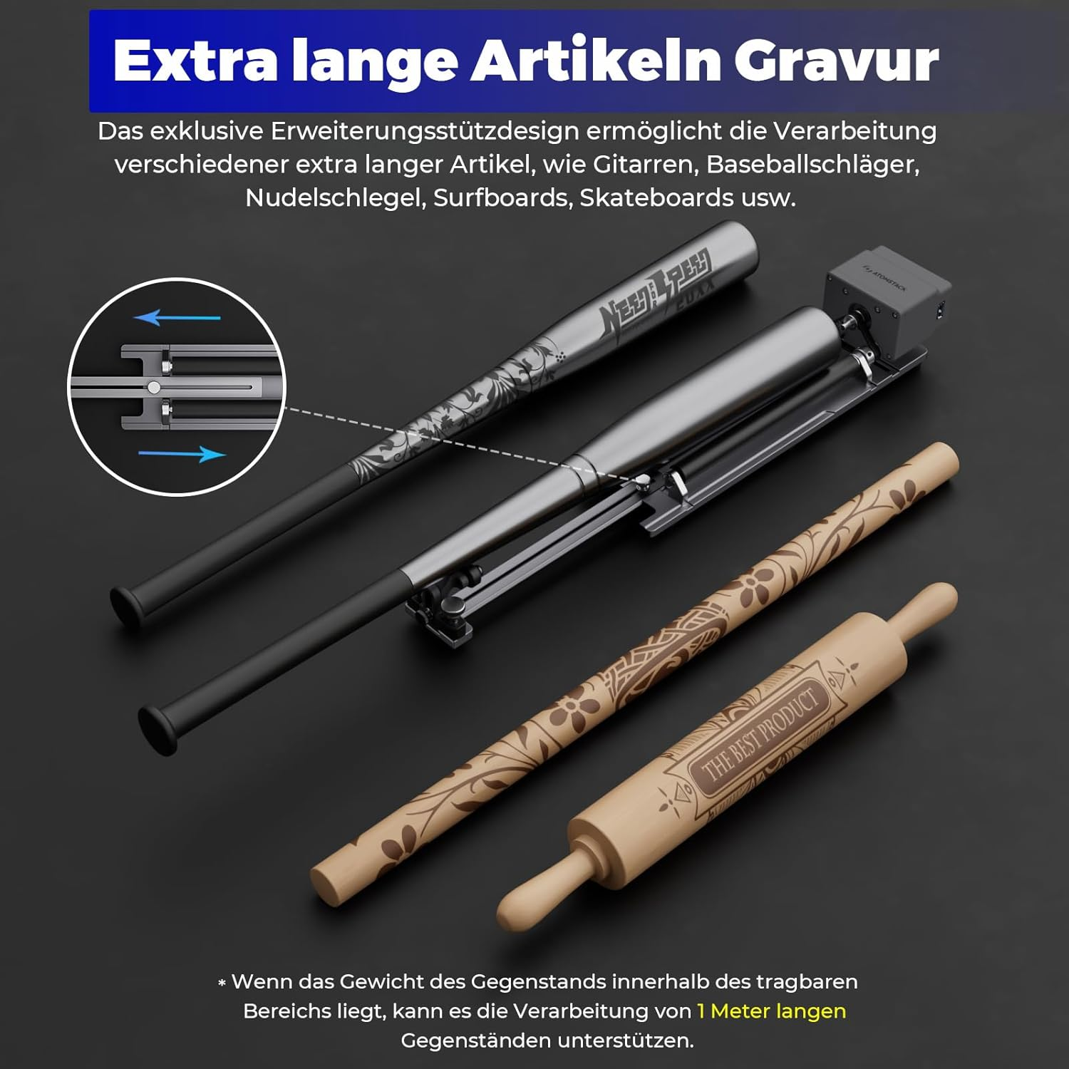 ATOMSTACK R6 Rotary Roller for P1 Laser Engraving Machine with 4 Lever Feet for Engraving on Cylinders, Cups, Pens, Pasta Bars and Cans (R6)