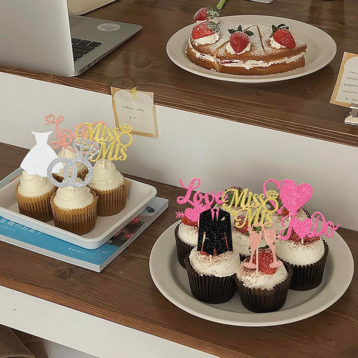 30 Pack Bride to Be Cupcake Toppers Gold Glitter I Do Love Heart Ring Miss to Mrs Cupcake Picks Bridal Shower Cake Decorations for Wedding Engagement Bachelorette Party Supplies (Multi) - Multi image number 6