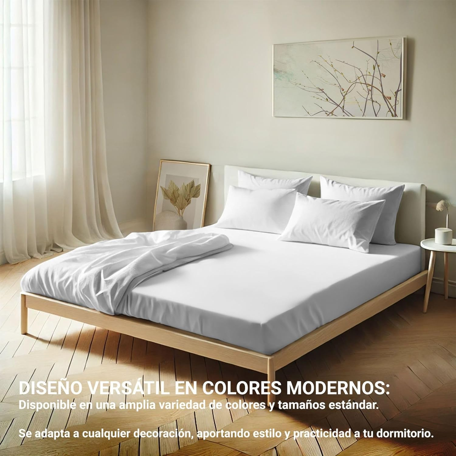 ECOMMERC3 4 Piece Bedding Set for 180 Cm Bed, Fitted Sheet, Duvet Cover and 2 Pillowcases 45 X 100 Cm, White image number 7