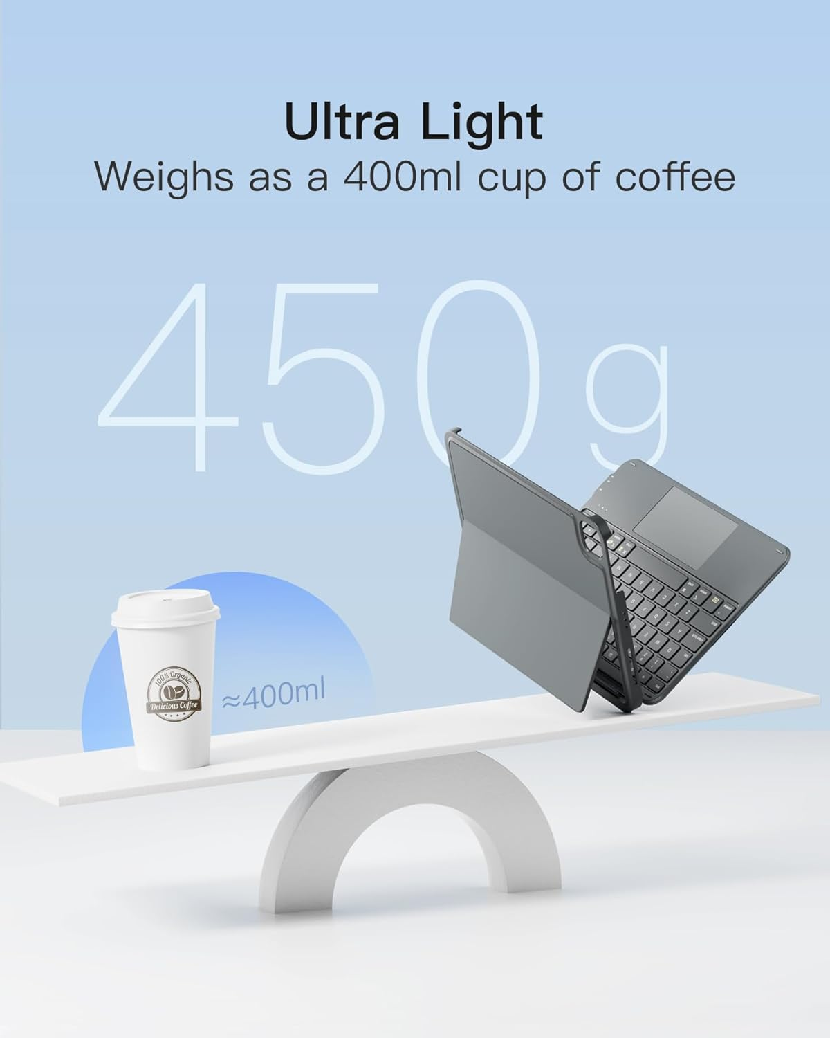 Inateck Case with Keyboard, Ultralight Keyboard for Ipad 10/11 Gen A16 2025 11 Inch, 11" Ipad Air 6 M3/M2 (2025/2024), Air 5/4, Pro 11 4/3/2/1, Detachable, with Touchpad, QWERTY, Acetouch KB04122 image number 6