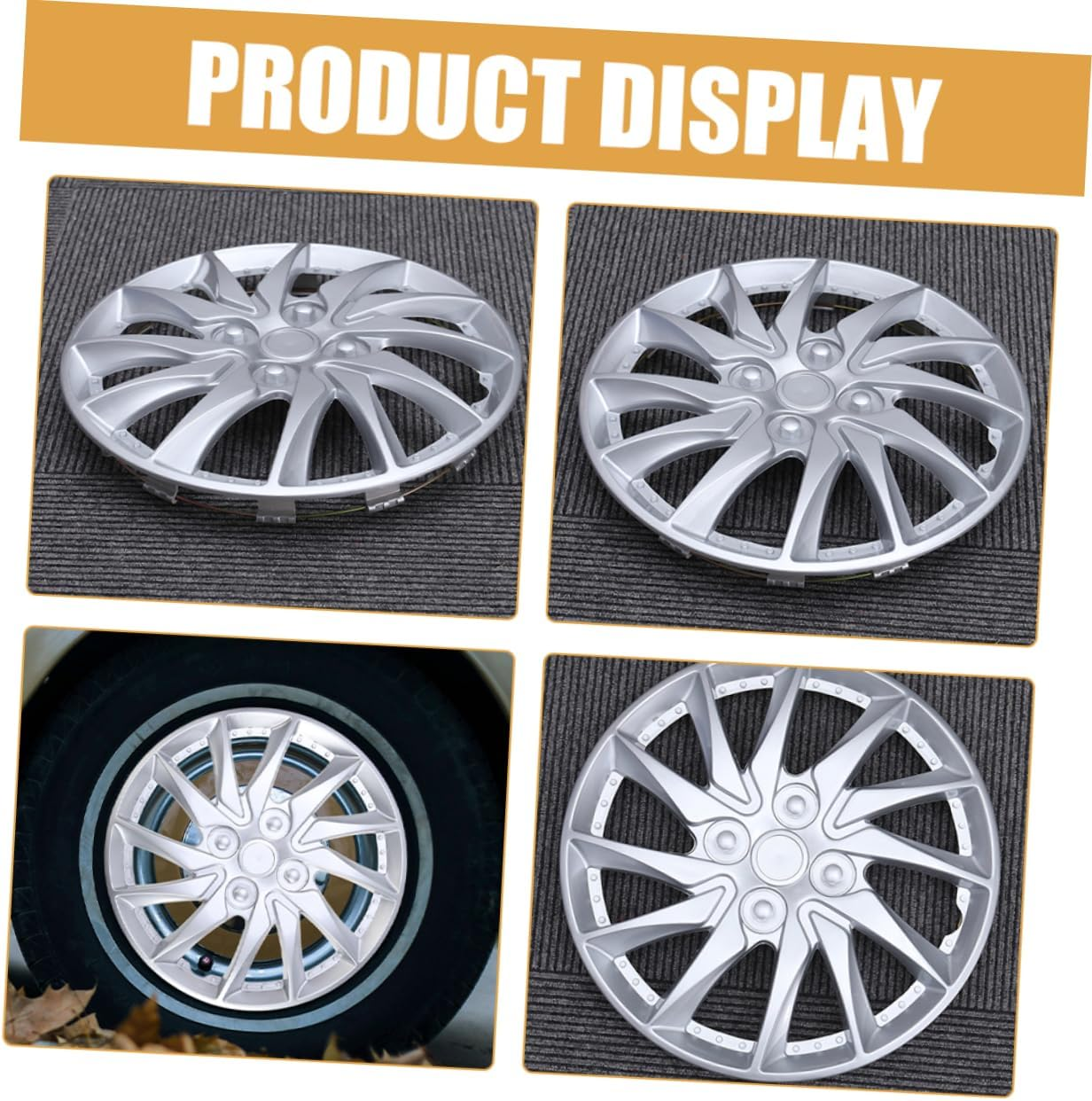 Zerodeko 2Pcs 14-Inch Silver Automotive Wheel Hub Caps Car Hubcovers for Vehicles Decorative Hubcaps for Cars Compatible with Standard Wheels image number 5