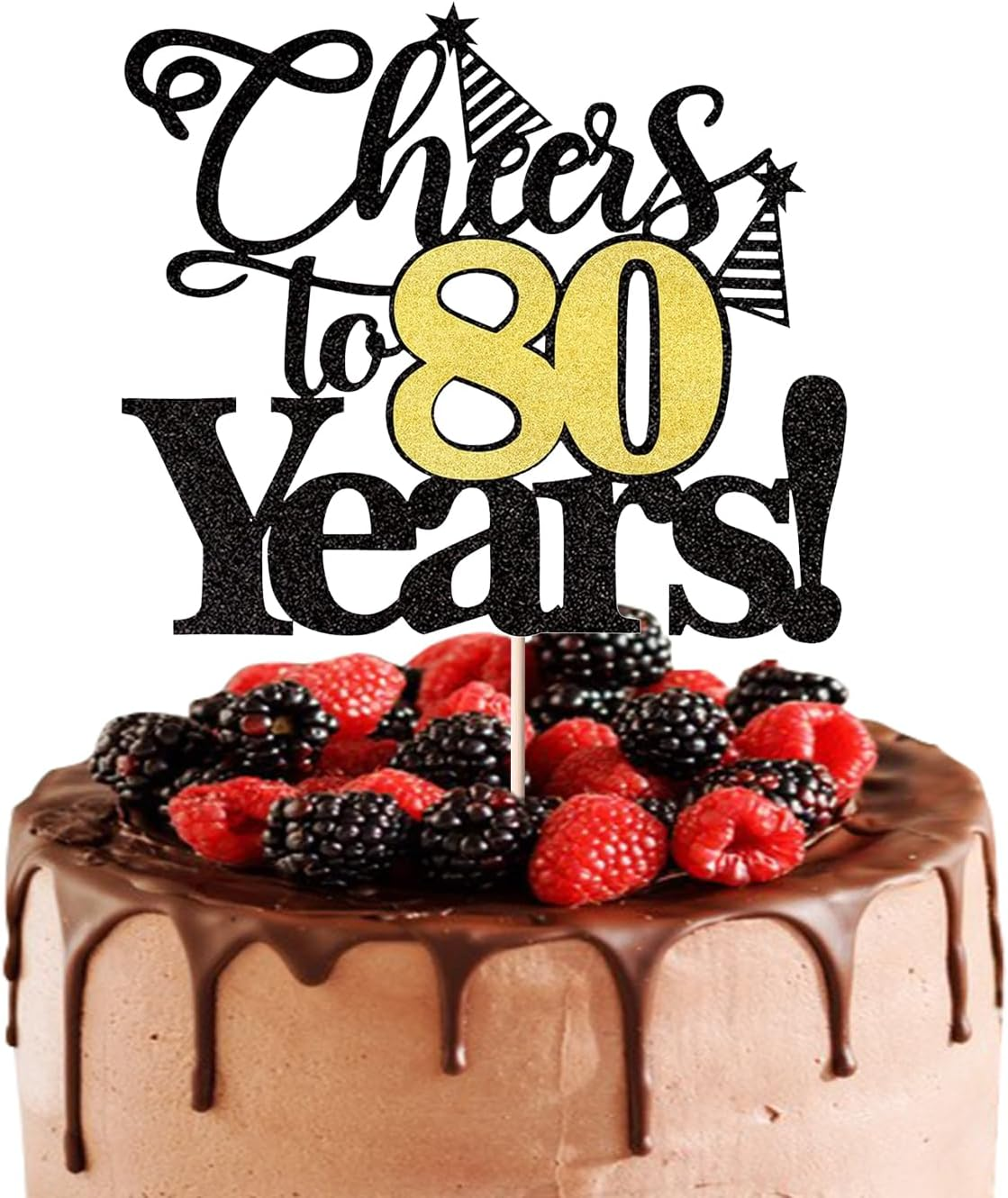 Chris.W 1 Pack Cheers to 35 Years Cake Topper, Black and Gold Glitter 35Th Birthday Cake Pick, Happy 35Th Cake Decoration for 35 Anniversary Birthday Party Decorations Supplies image number 2
