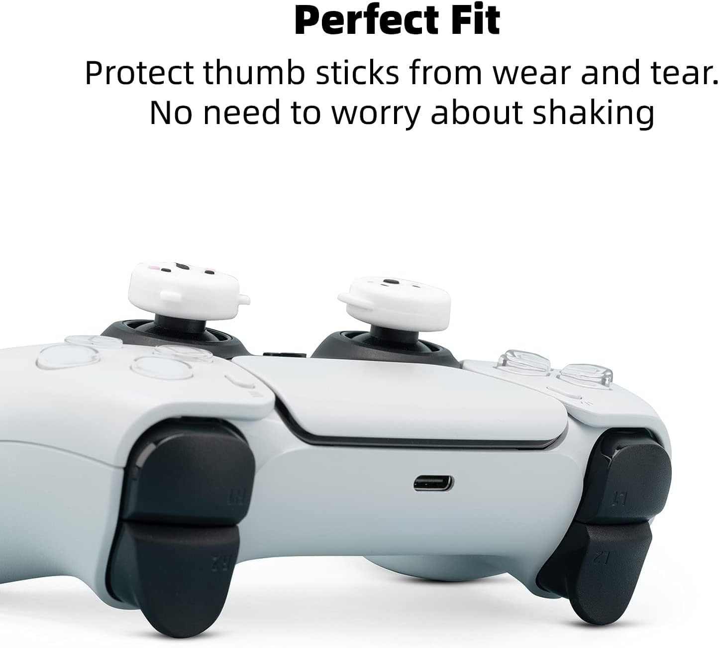 Geekshare Cute Animal Theme PS4 Controller Thumb Grips, Thumbsticks Cover Set Compatible with Switch Pro Controller and PS4 PS5 Controller, 4 Pcs - Dog and Bear image number 2