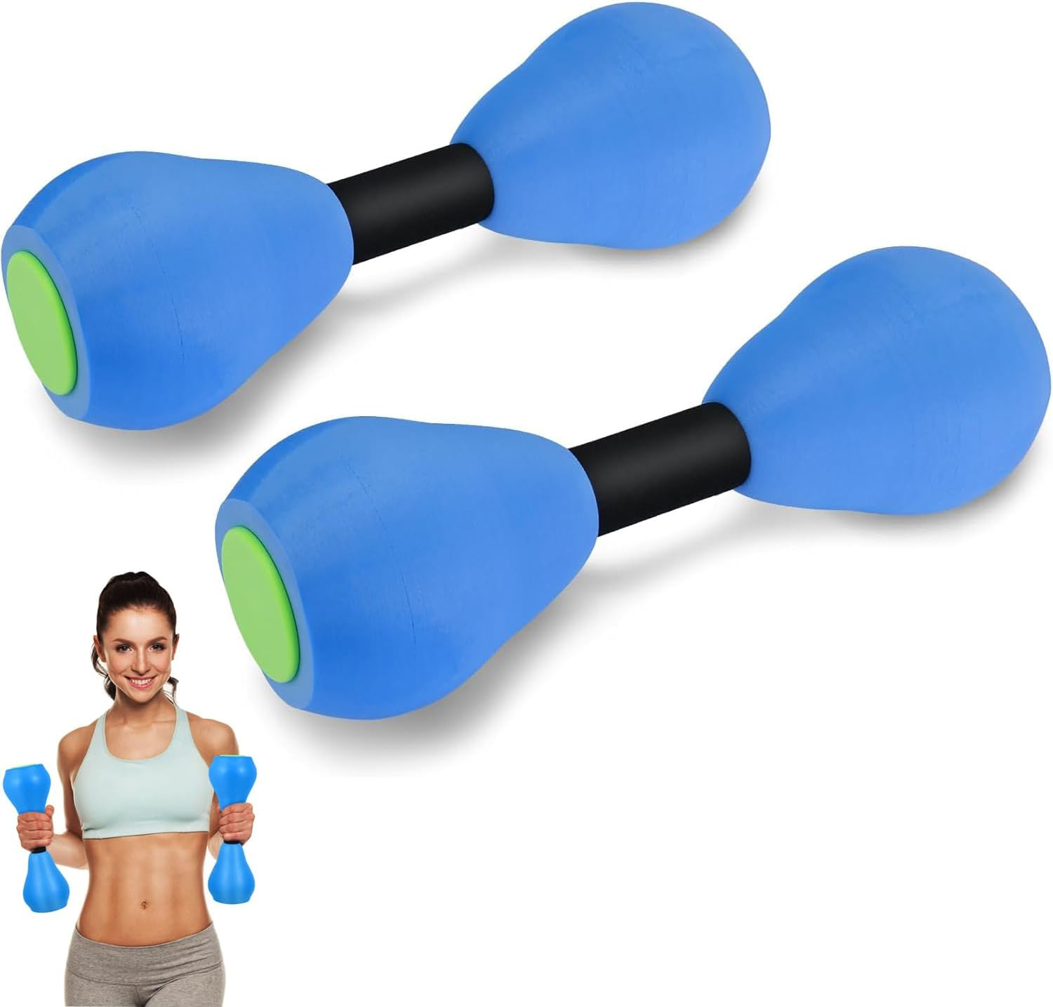 2 Pieces Water Dumbbells Aquatic Exercise Dumbbells, New Water Aerobic Exercise Foam Dumbbells, Children Barbells, Pool Resistance Sports, EVA Foam Dumbbell Set Water Fitness Equipment